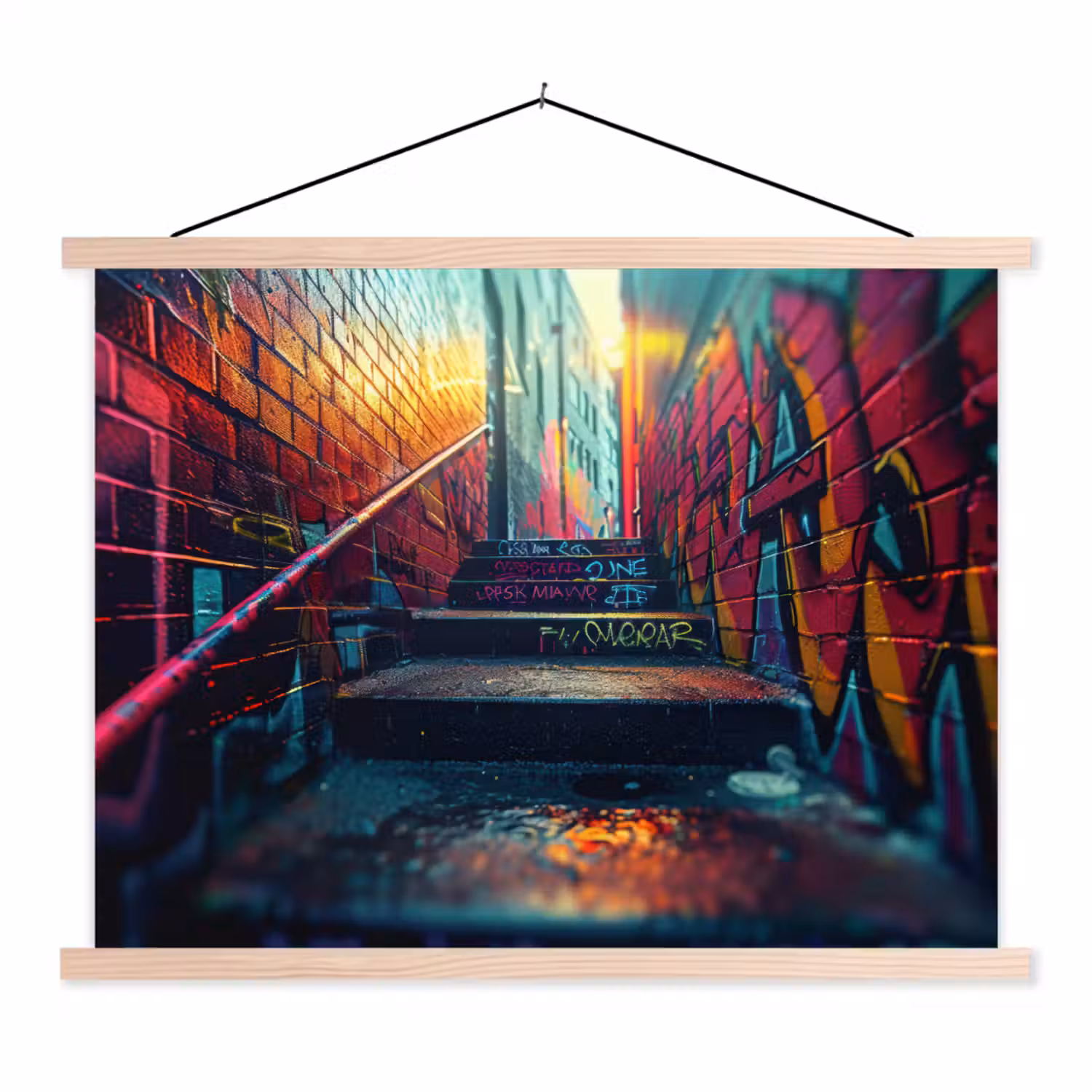 Architectuur - Neon - Trap - Graffiti textielposter latten blank klein -3d
