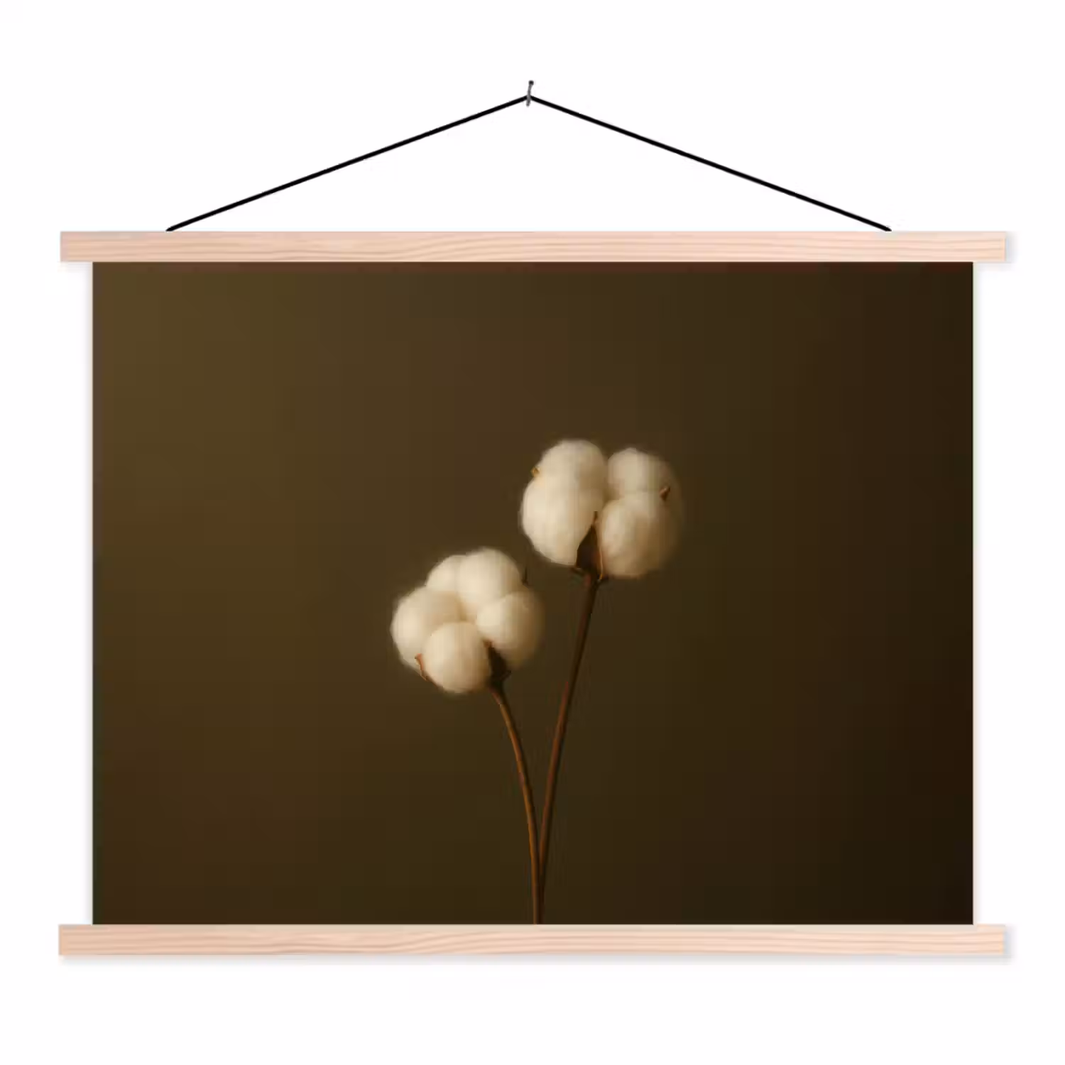 Takken - Katoen - Wit - Bollen textielposter latten blank klein -3d