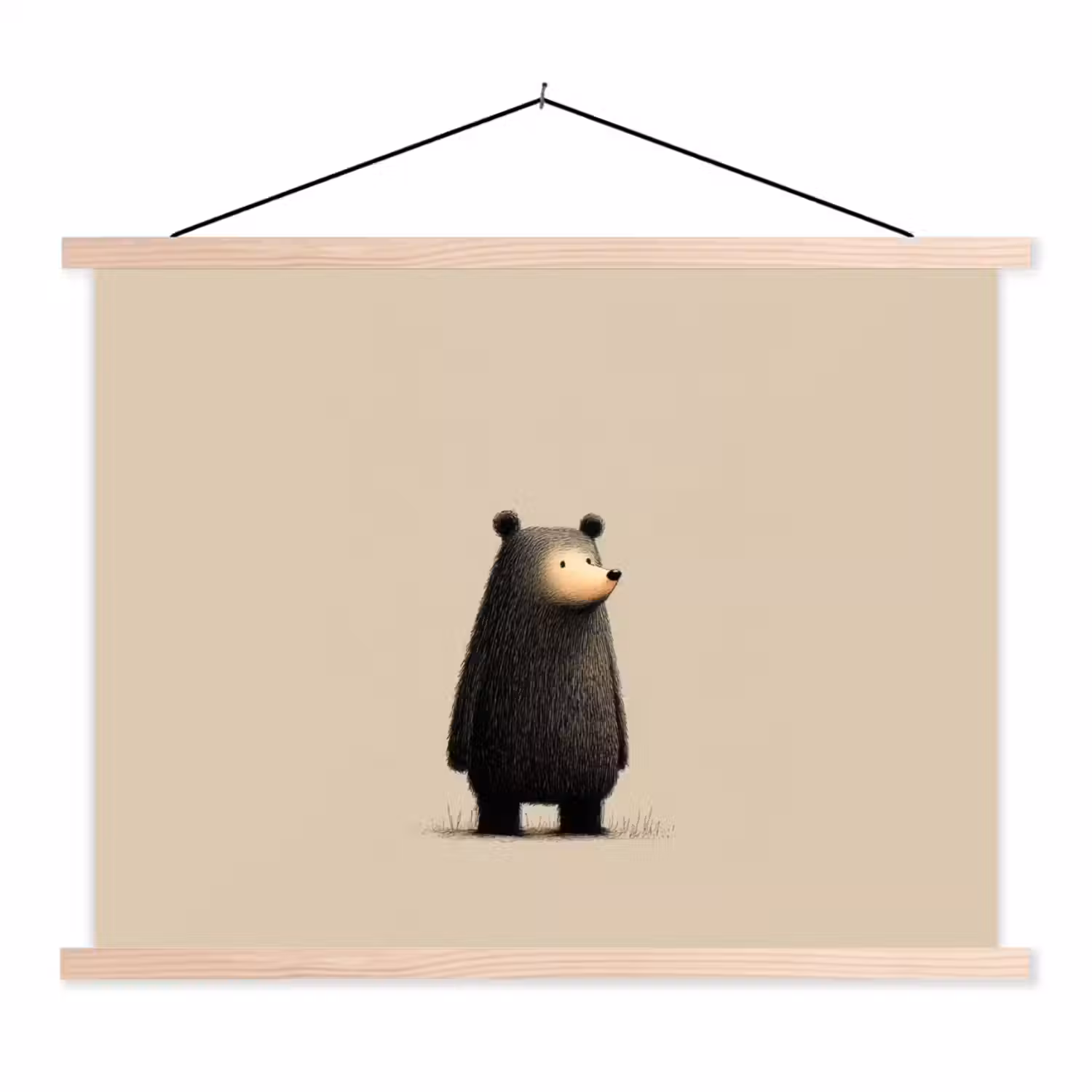 Beer - Donkerbruin - Minimalistisch textielposter latten blank klein -3d