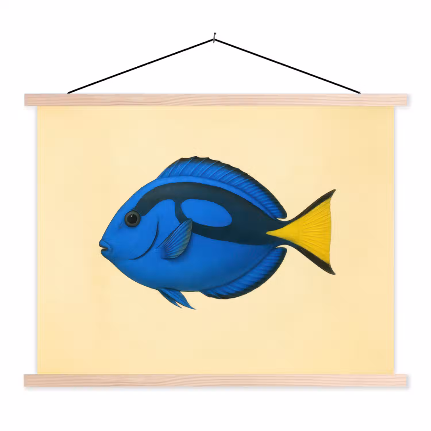 Blauw - Dory - Vis - Staartvin textielposter latten blank klein -3d