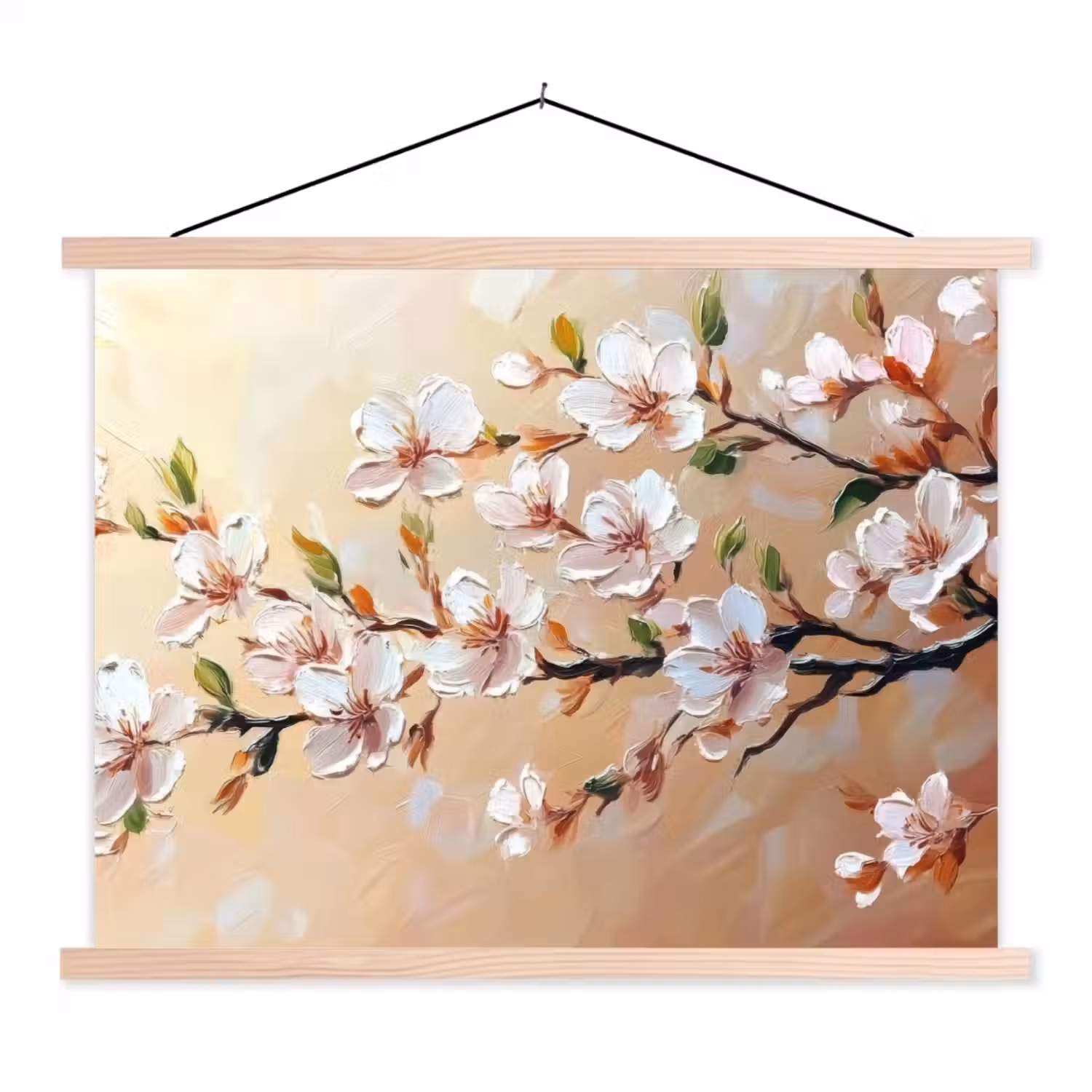 Bloesemtakken - Schilderachtig - Roze textielposter latten blank klein -3d