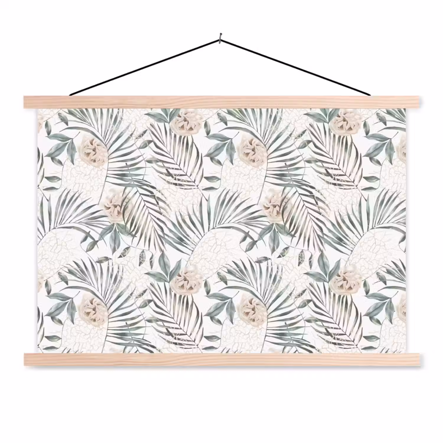 Bohemian - Bloemen - Bladeren - Jungle - Tropical textielposter latten blank klein -3d