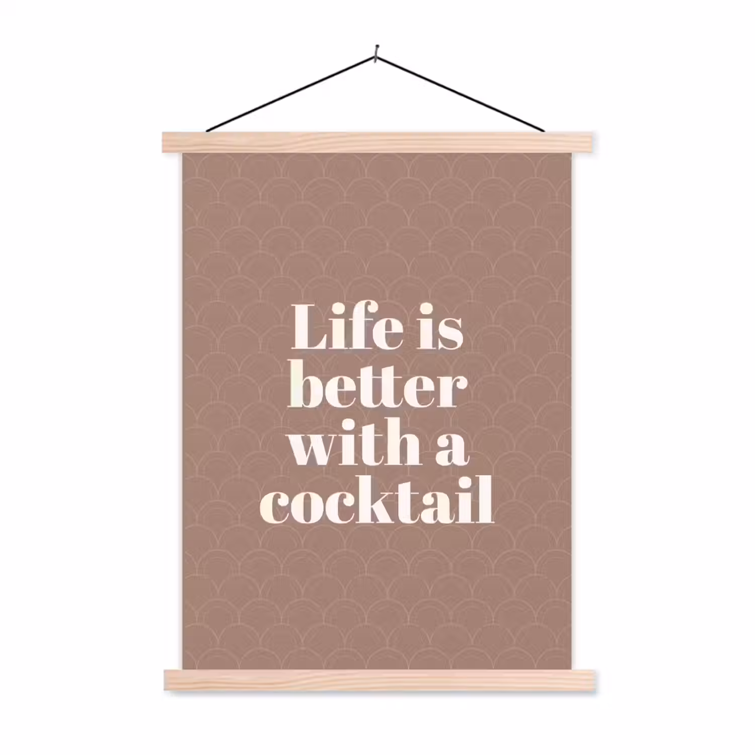Cocktail - Tekst - Patroon - Wit textielposter latten blank klein -3d