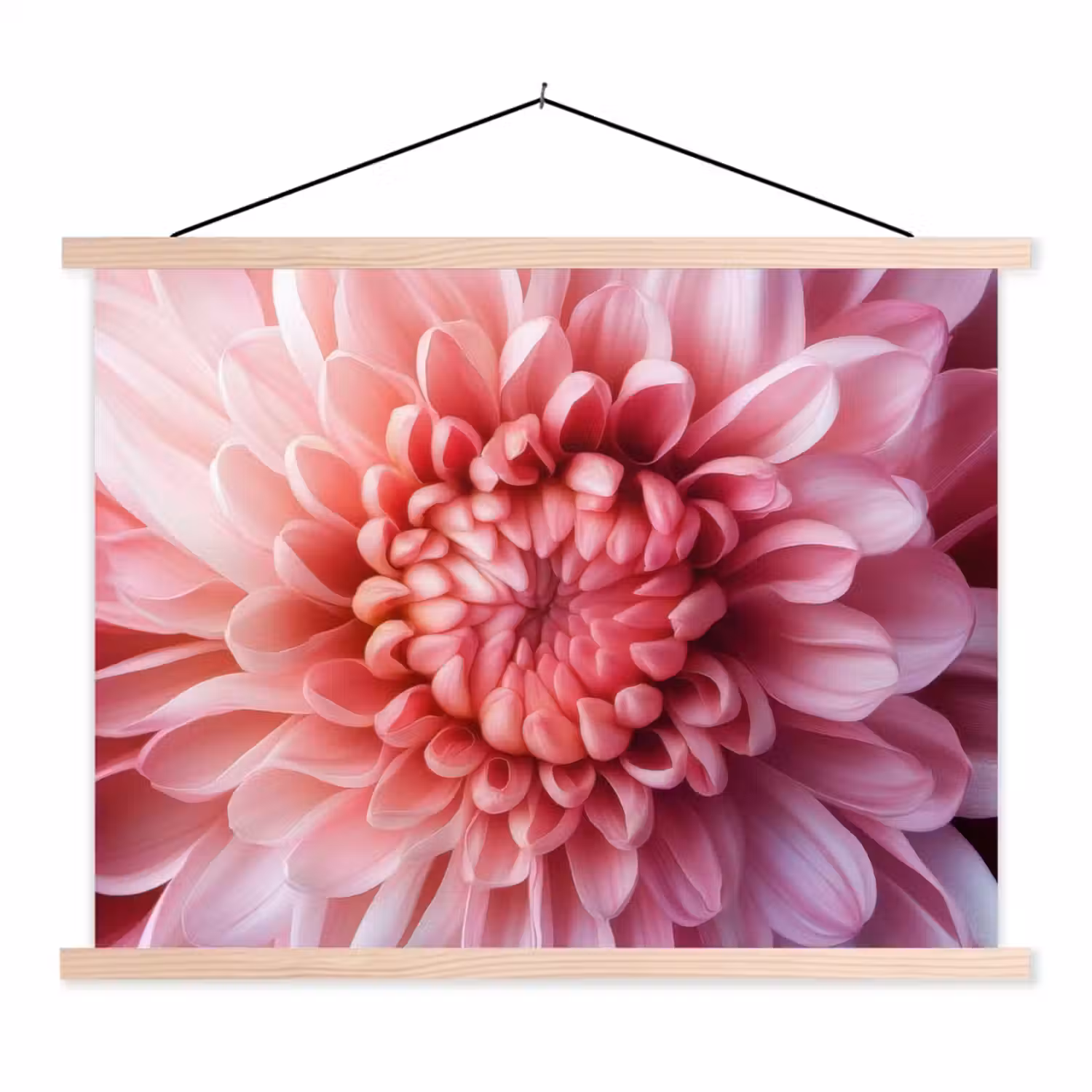 Dahlia - Bloem - Close up - Roze textielposter latten blank klein -3d