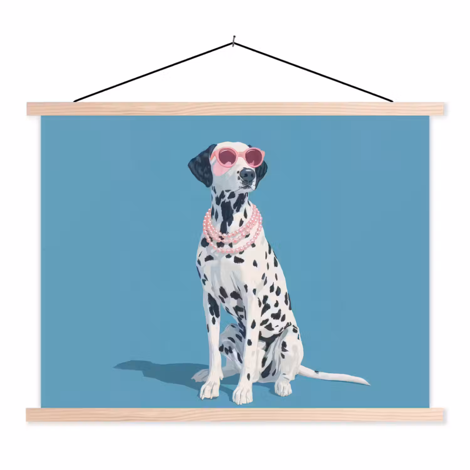 Dalmatiër - Zonnebril - Blauw textielposter latten blank klein -3d