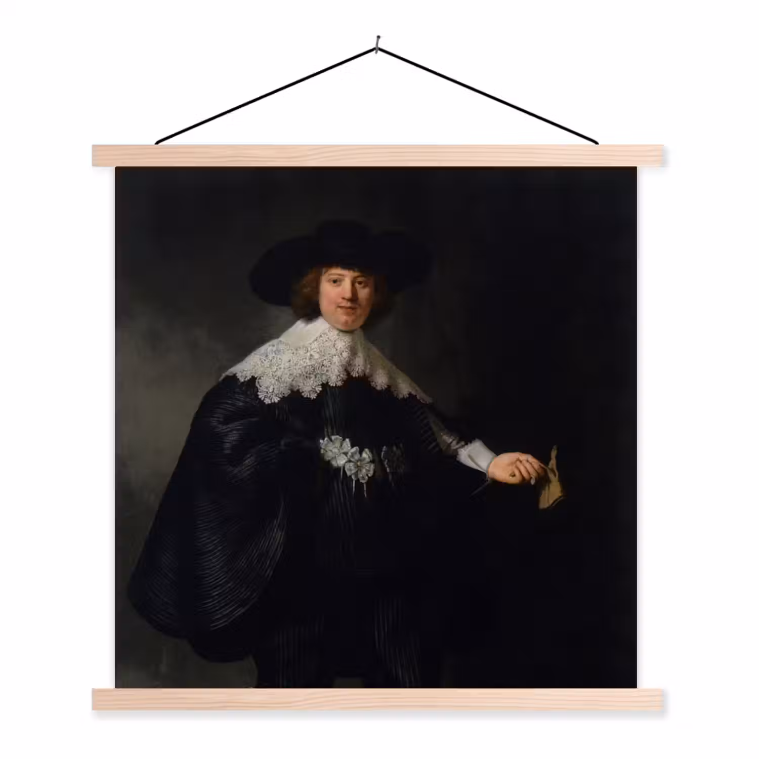 Het huwelijksportret van Marten Soolmans - Rembrandt van Rijn textielposter latten blank klein -3d
