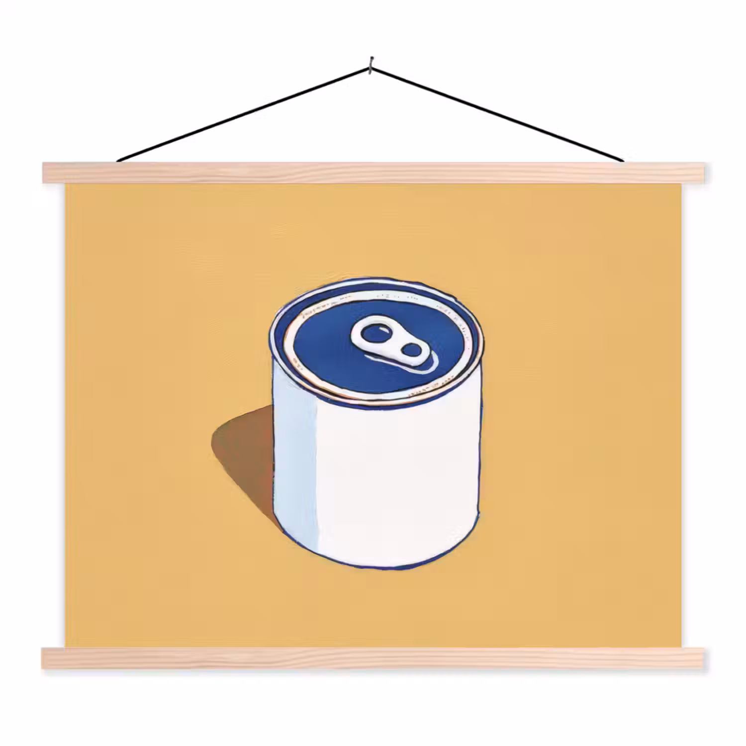 Blikje - Minimalistisch - Blauw - Illustratie textielposter latten blank klein -3d
