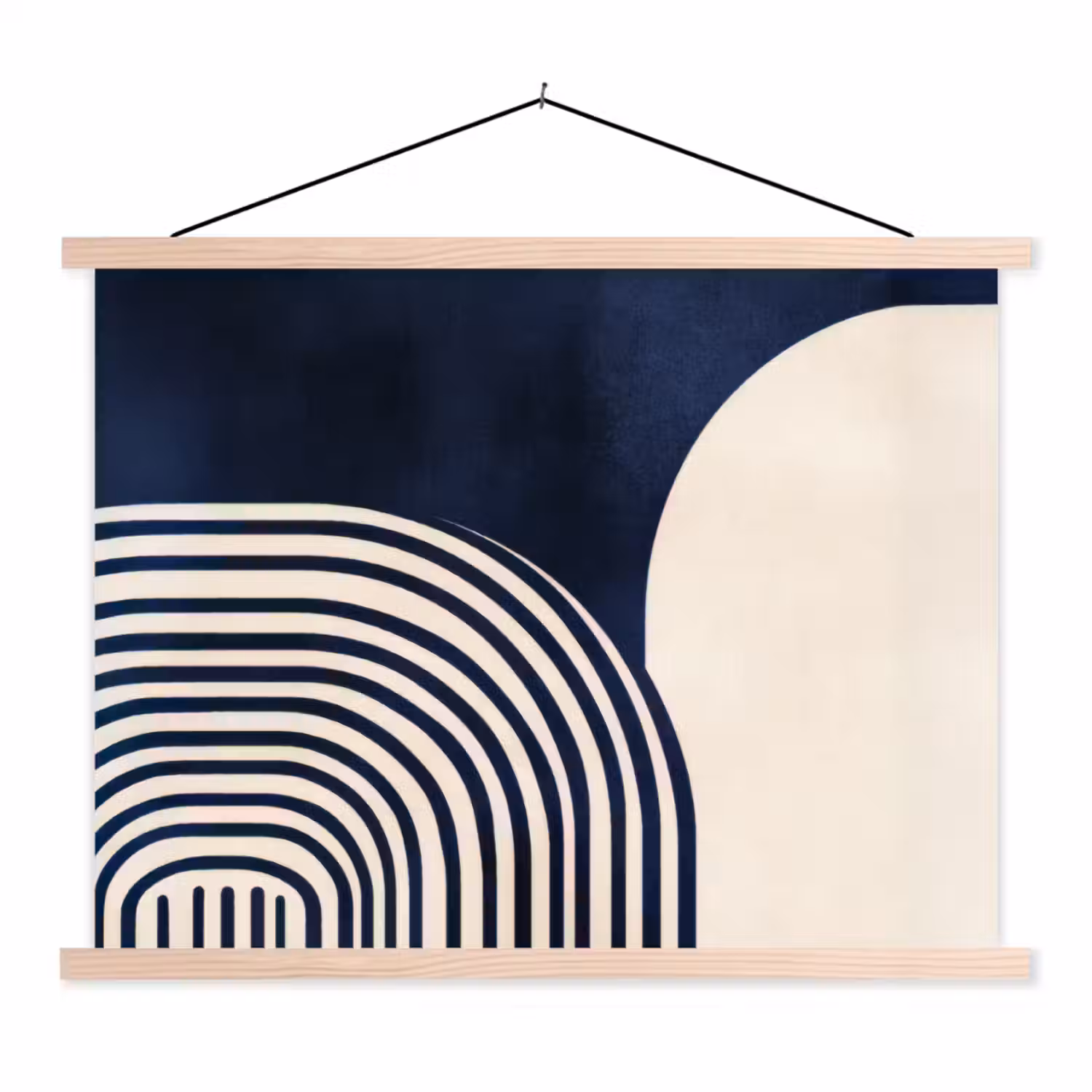 Donkerblauw - Abstract - Lijnen textielposter latten blank klein -3d