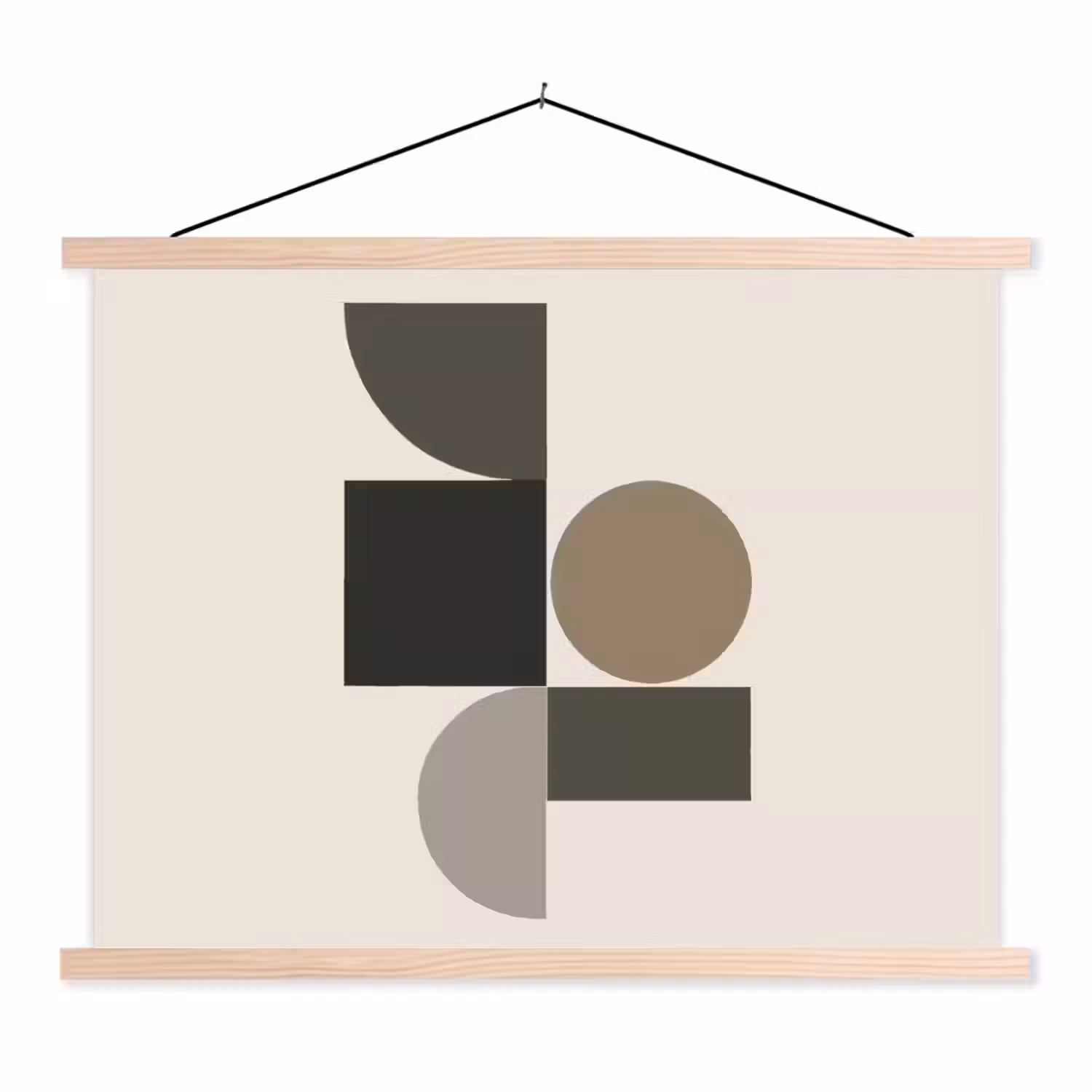 Aardetinten - Abstracte compositie - Eenvoudige vormen textielposter latten blank klein -3d