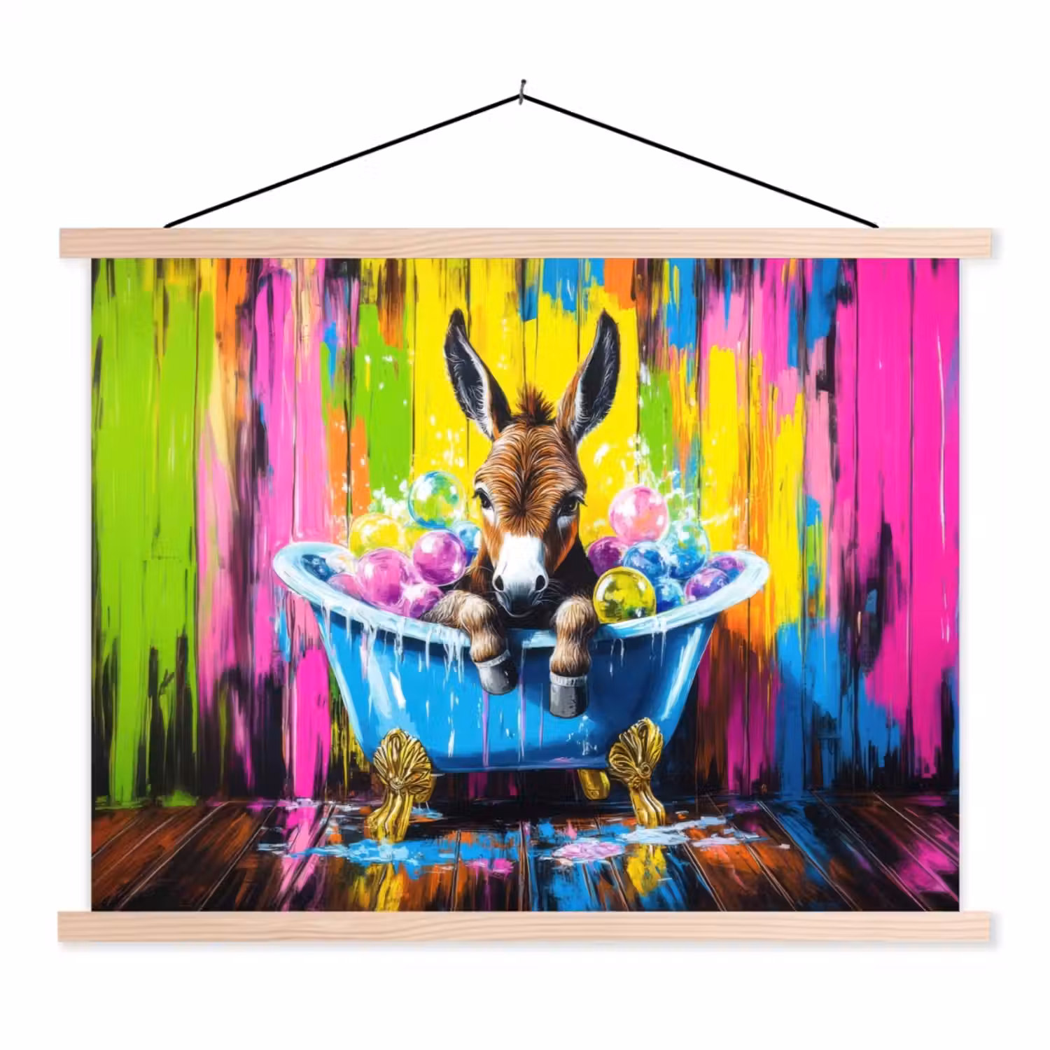 Ezel - Badkuip - Roze - Schuim textielposter latten blank klein -3d