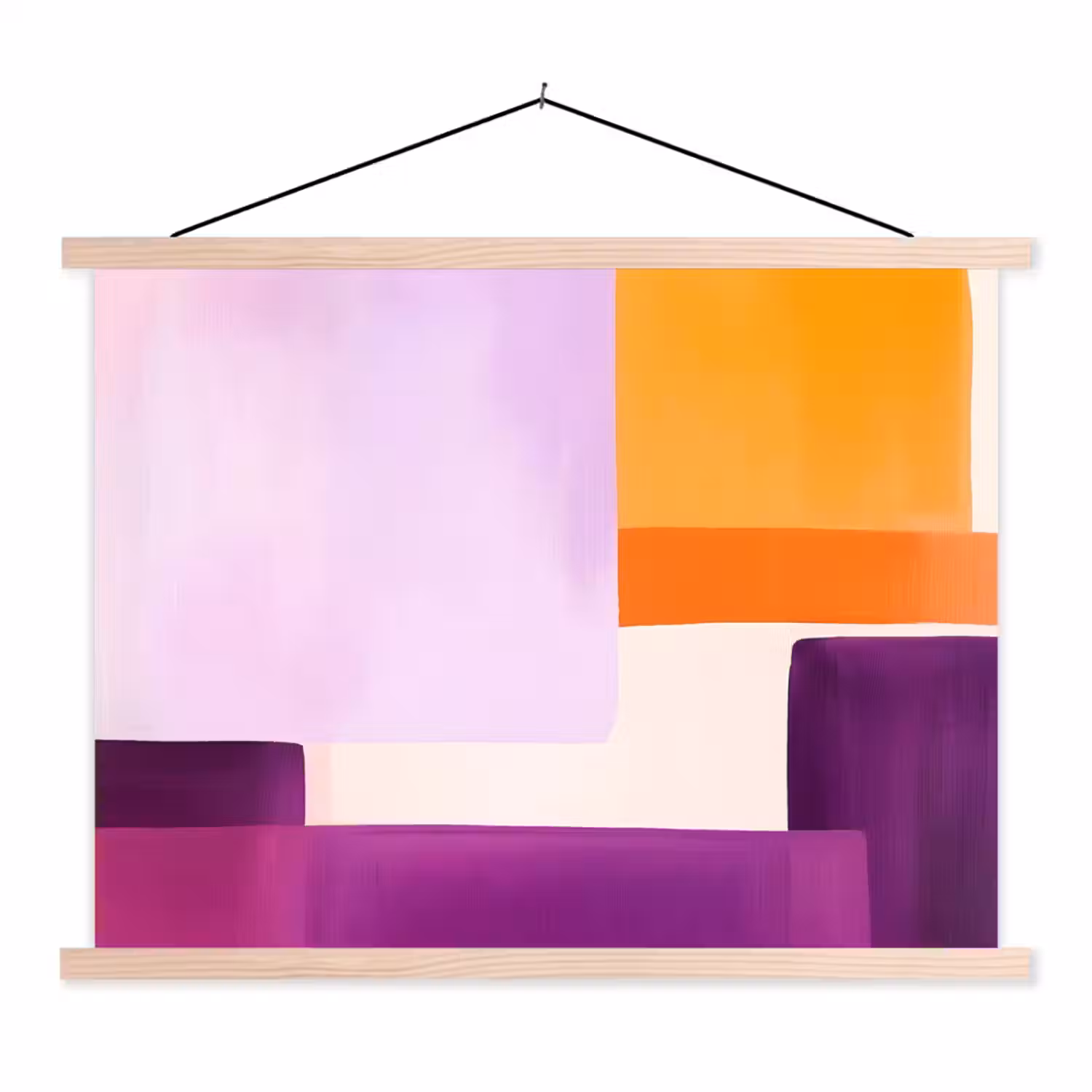 Vlakken - Abstract - Rechthoekig - Oranje textielposter latten blank klein -3d