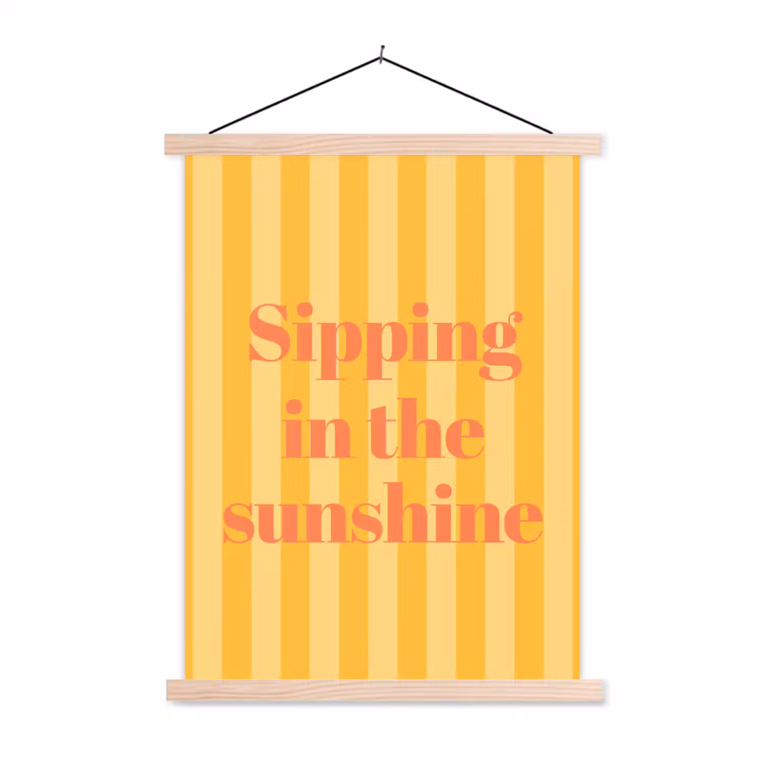 Gestreept - Geel - Sunshine - Letters textielposter latten blank klein -3d