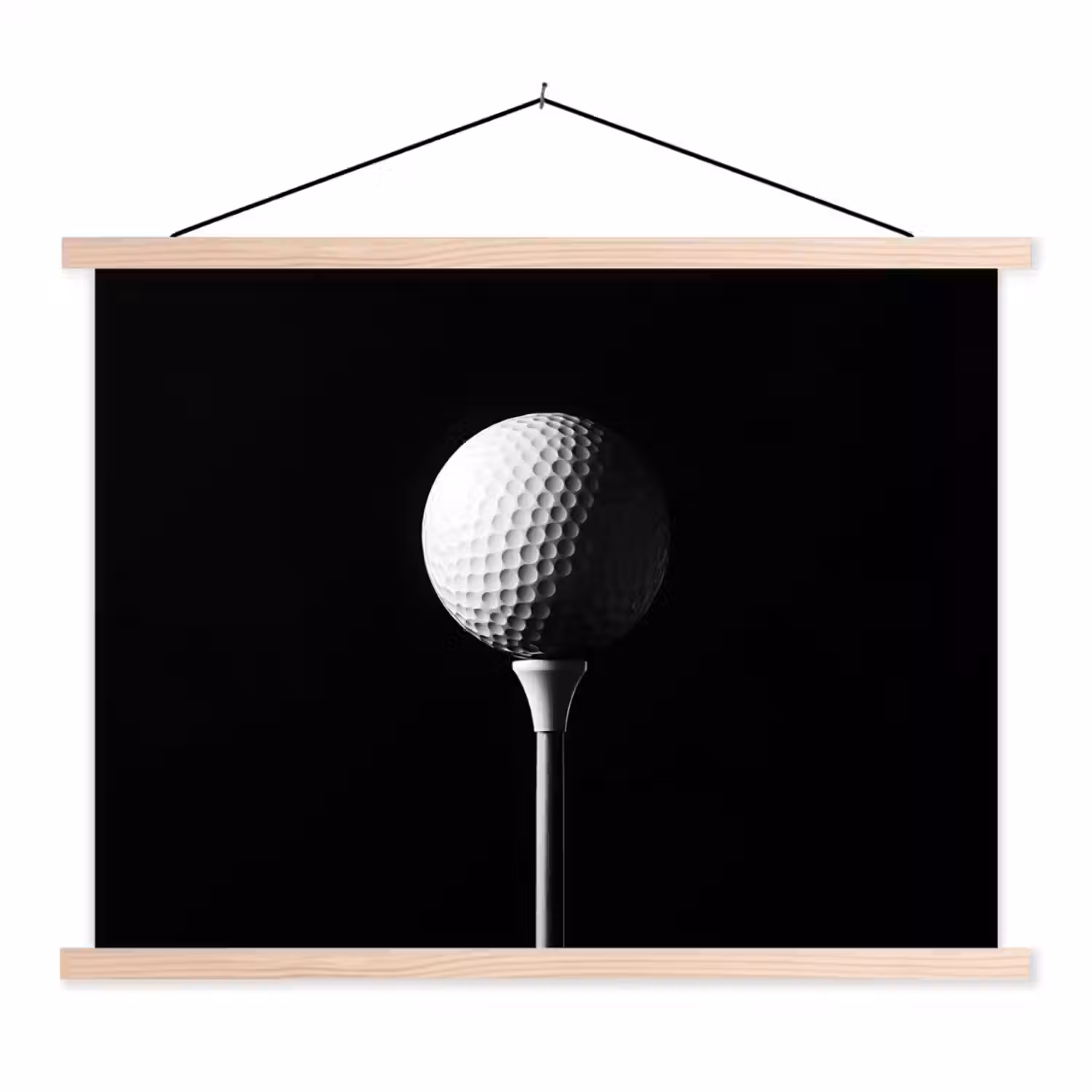 Golfbal - Minimalistisch - Wit textielposter latten blank klein -3d
