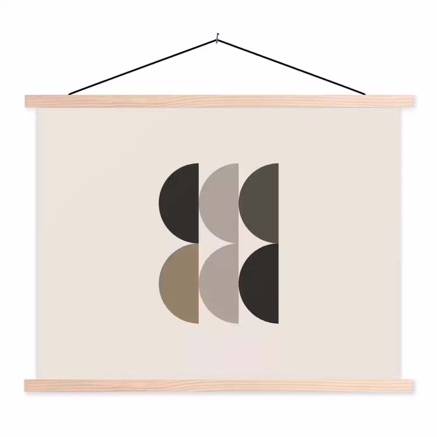 Halve cirkels - Aardetinten - Grafisch textielposter latten blank klein -3d