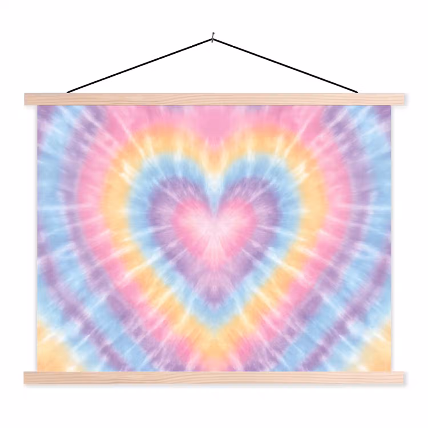 Hartvorm - Pastelkleuren - Tie Dye textielposter latten blank klein -3d