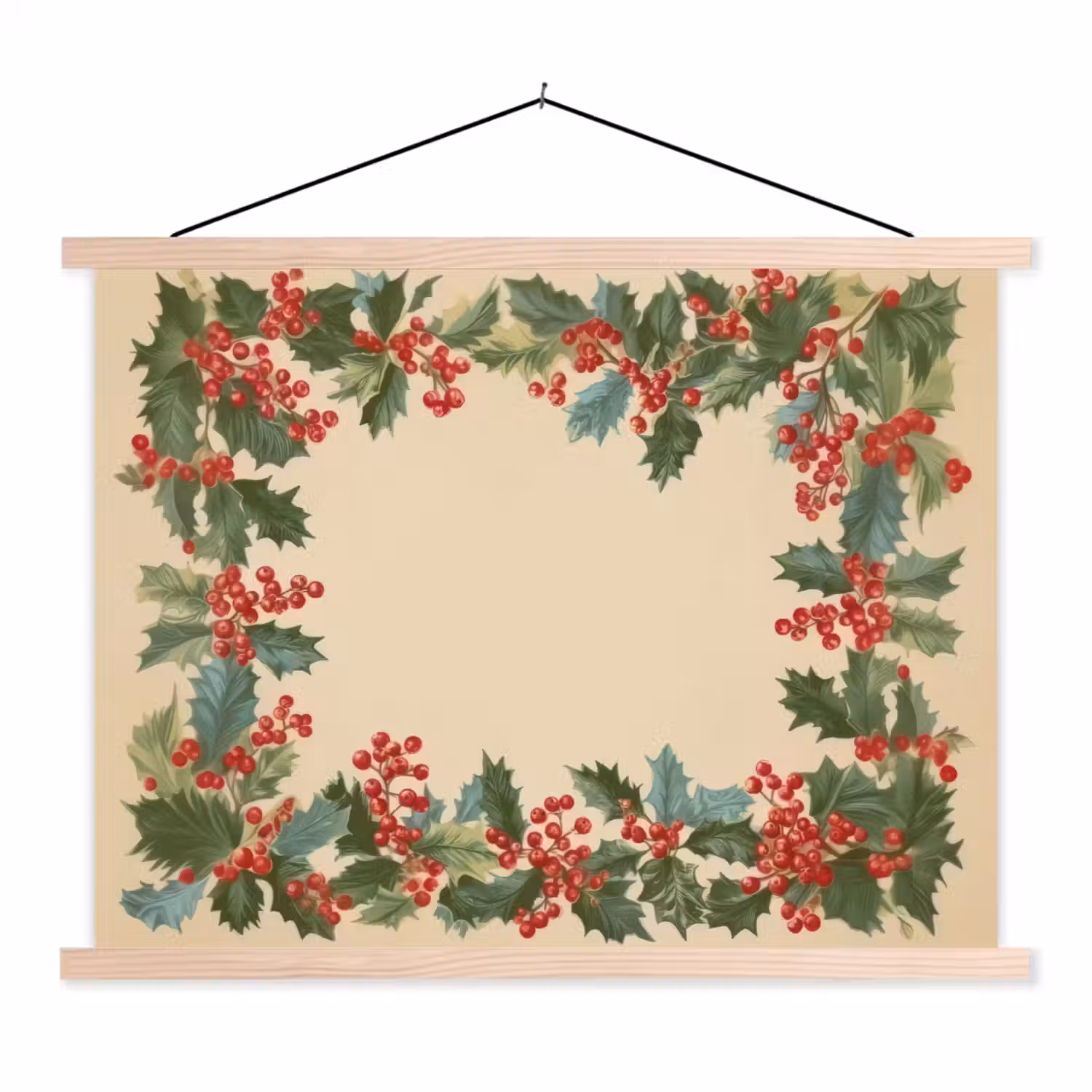 Hulstrand - Bessen - Beige textielposter latten blank klein -3d