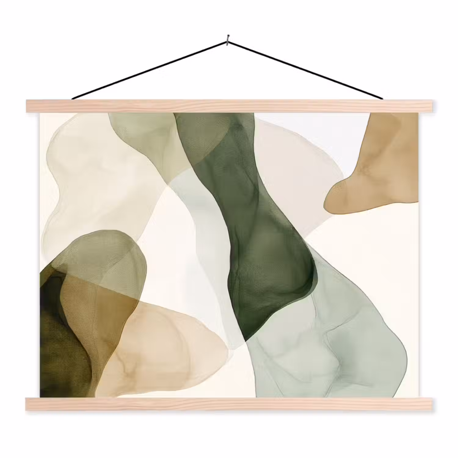 Japandi - Abstract - Groen textielposter latten blank klein -3d