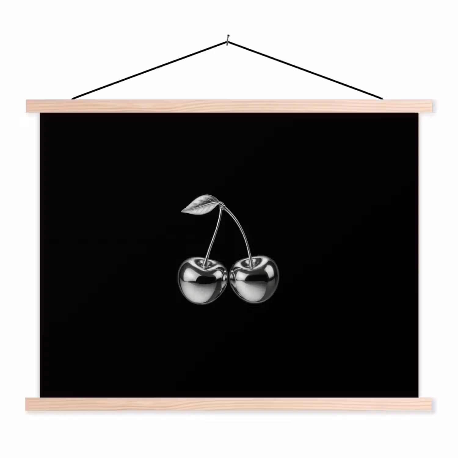 Kers - Luxueus - Metallic textielposter latten blank klein -3d