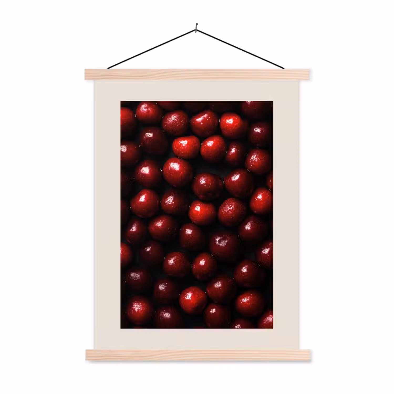 Kersen - Rood textielposter latten blank klein -3d