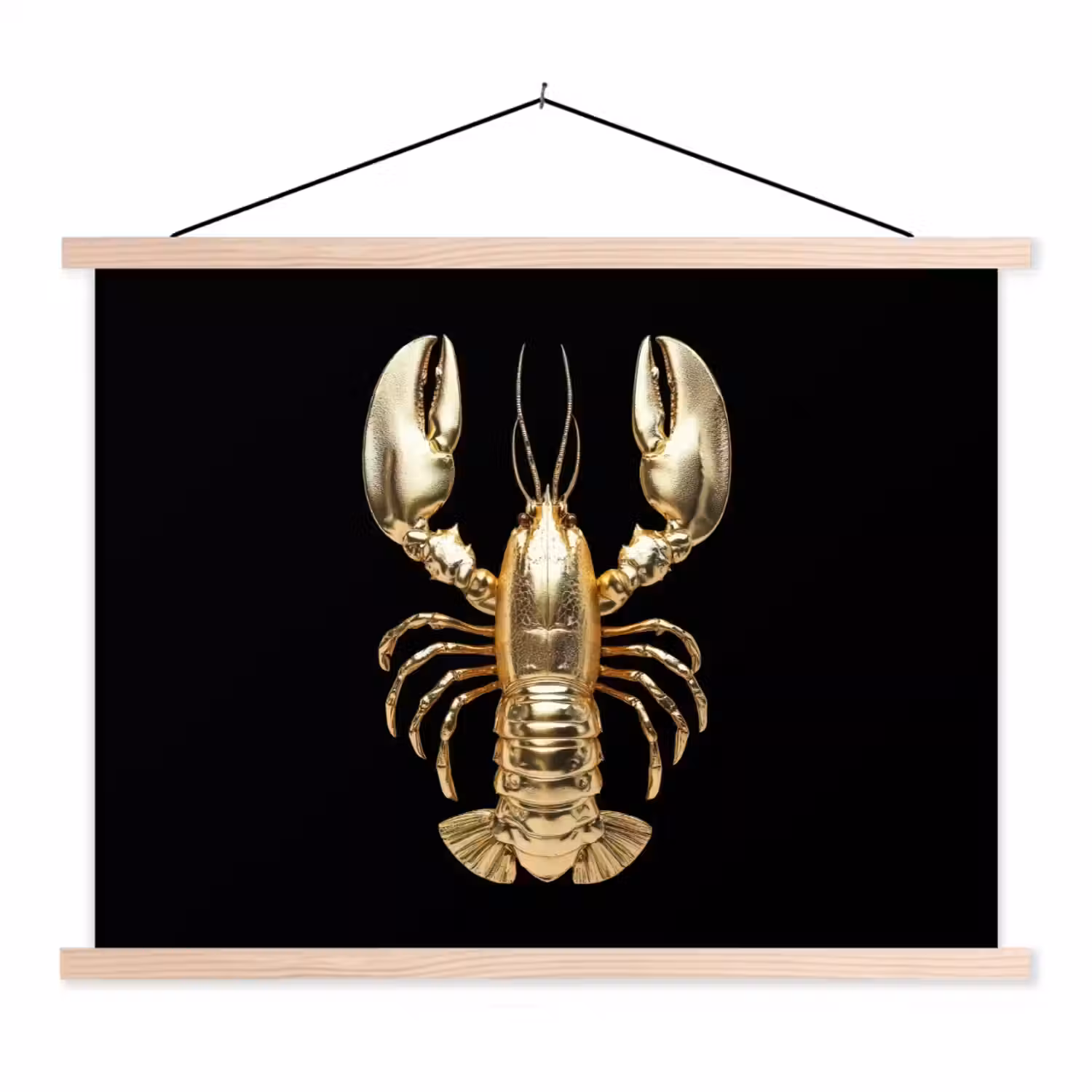 Kreeft - Goud - Textuur - Zwart textielposter latten blank klein -3d