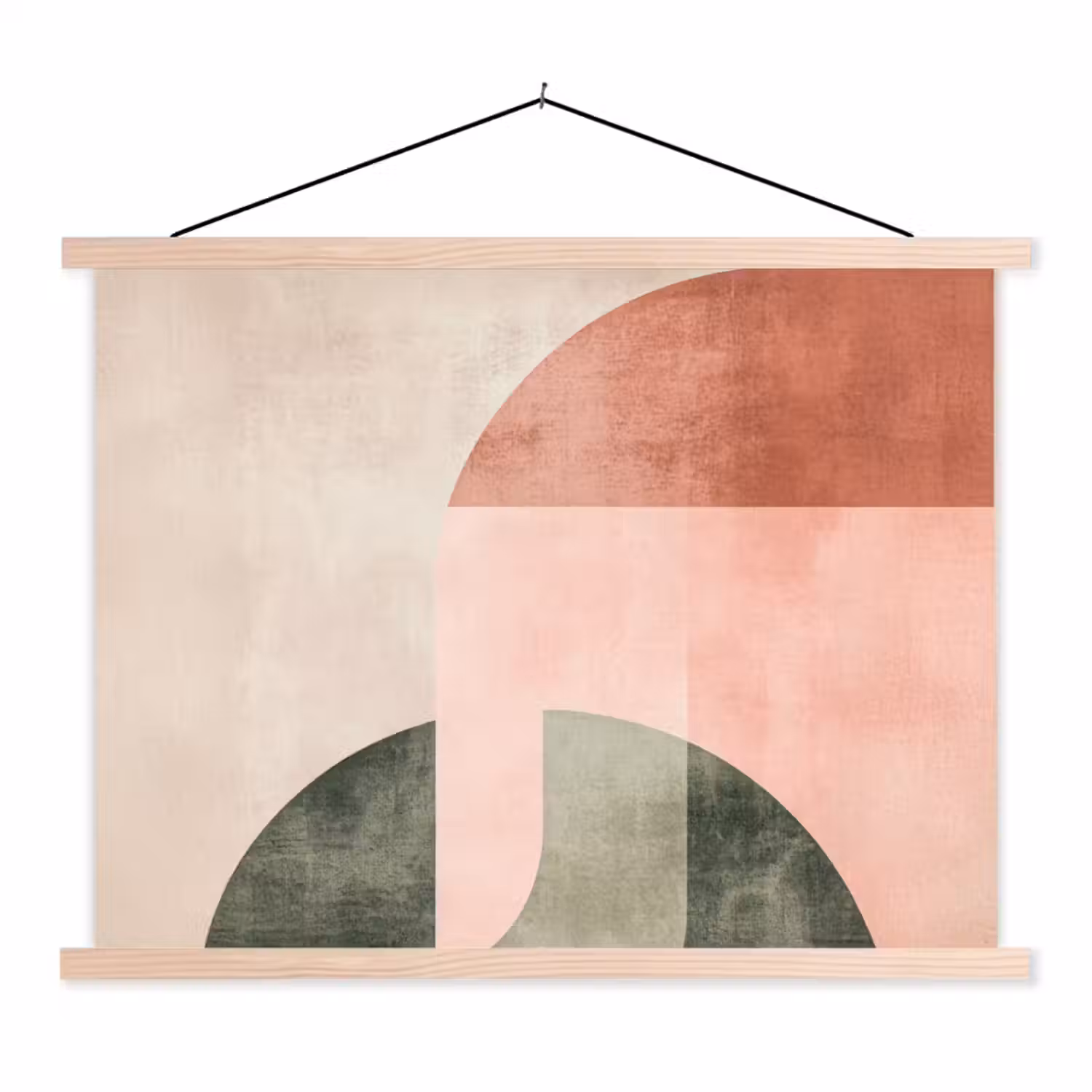 Cirkel - Abstract - Roze textielposter latten blank klein -3d