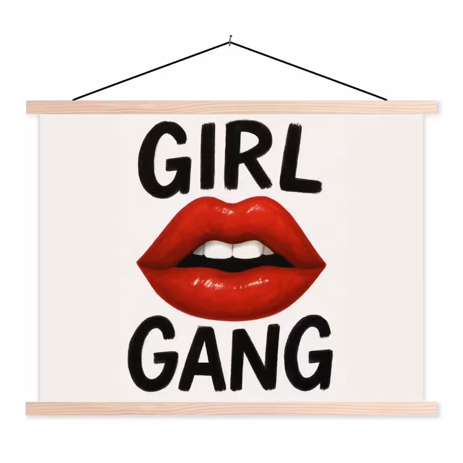 Lip - Girl - Rood - Letters textielposter latten blank klein -3d