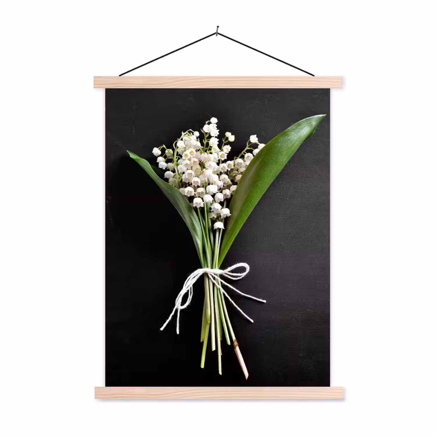Lelietjes van dalen - Bloemen - Stilleven - Flora textielposter latten blank klein -3d