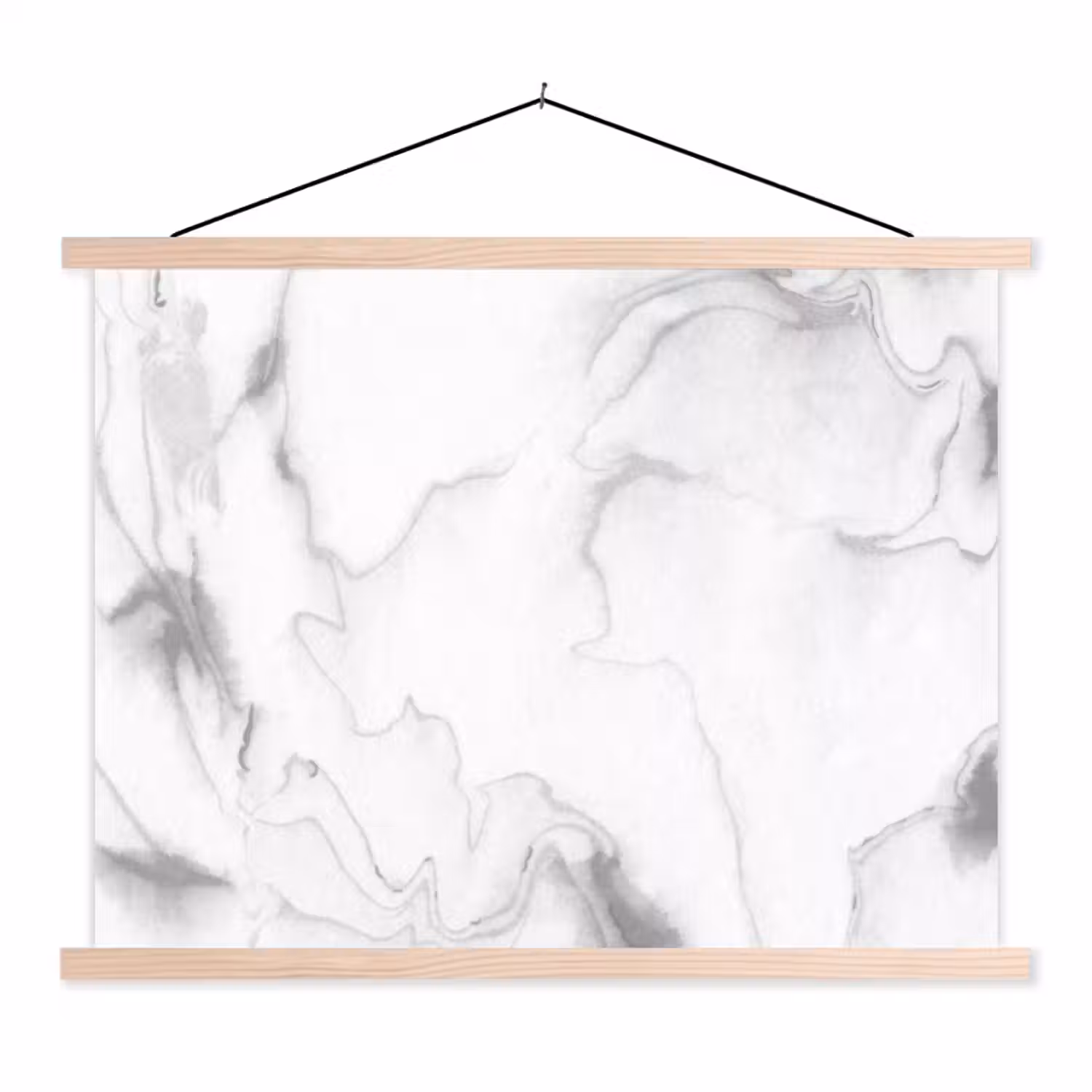 Marmer - Grijs - Wit - Abstract - Marmerlook textielposter latten blank klein -3d