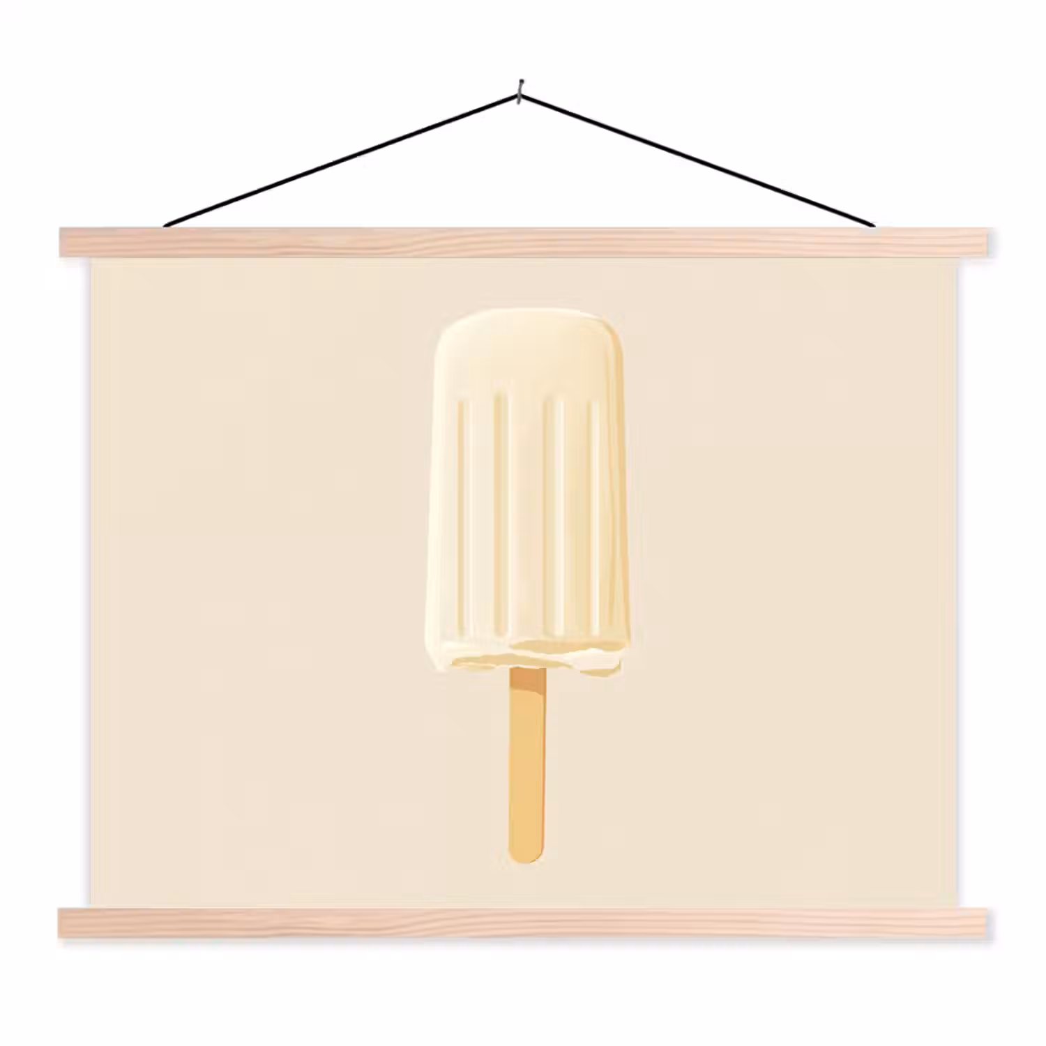 Minimalistisch - Waterijsje - Stokje - Beige textielposter latten blank klein -3d