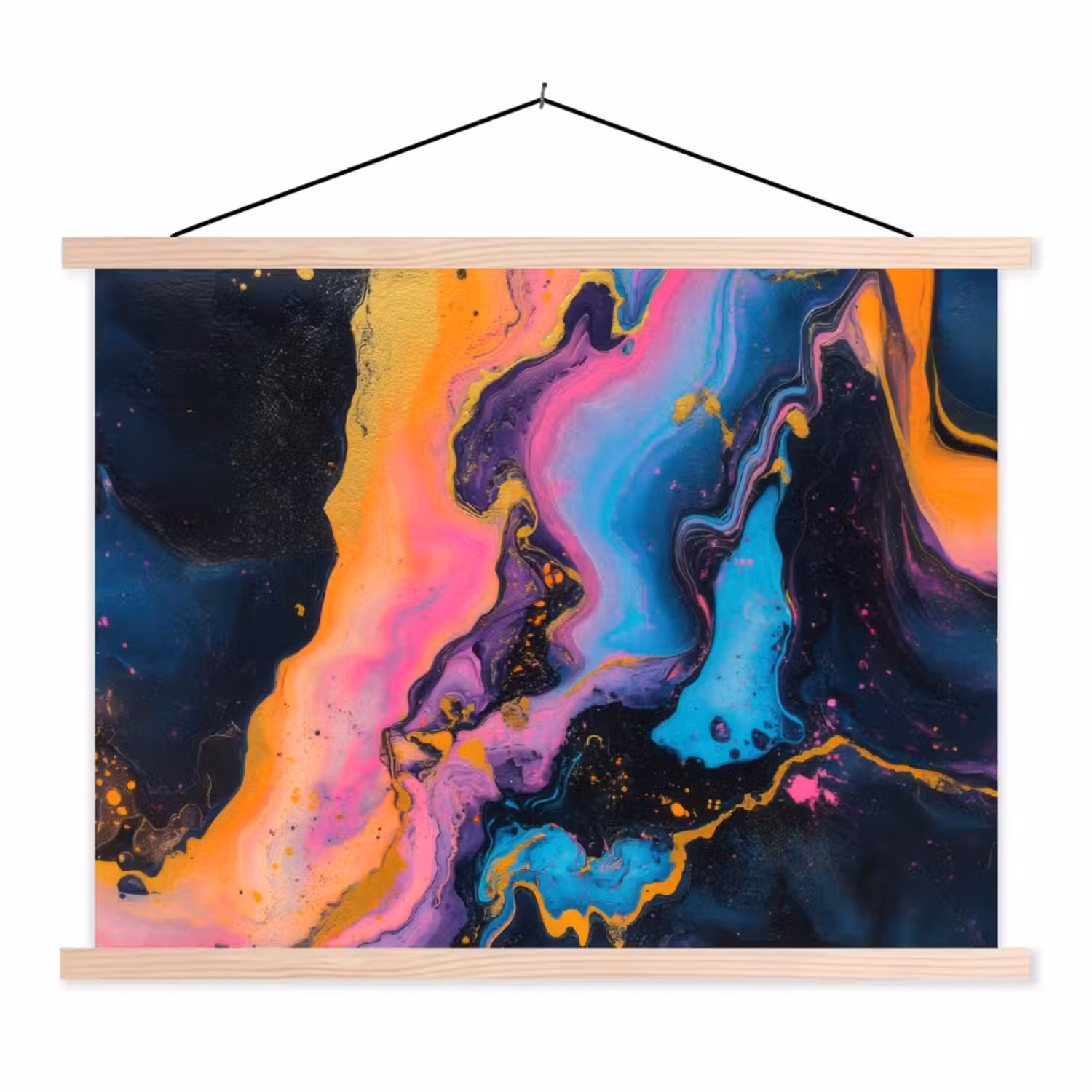 Modern - Marmer - Oranje textielposter latten blank klein -3d