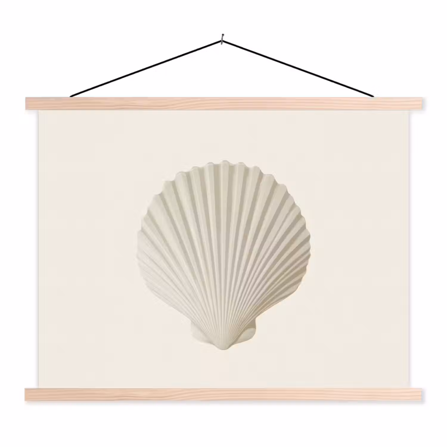 Schelp - Minimalistisch - Wit textielposter latten blank klein -3d