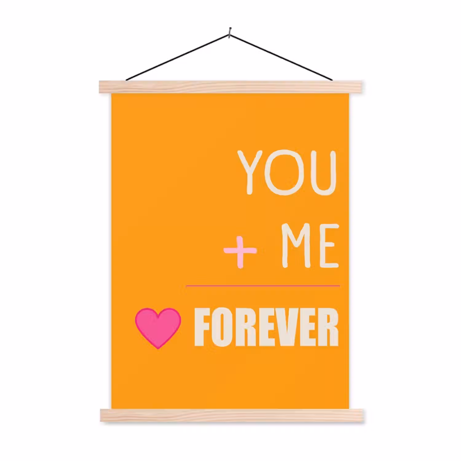 Oranje - Love - Valentijn textielposter latten blank klein -3d