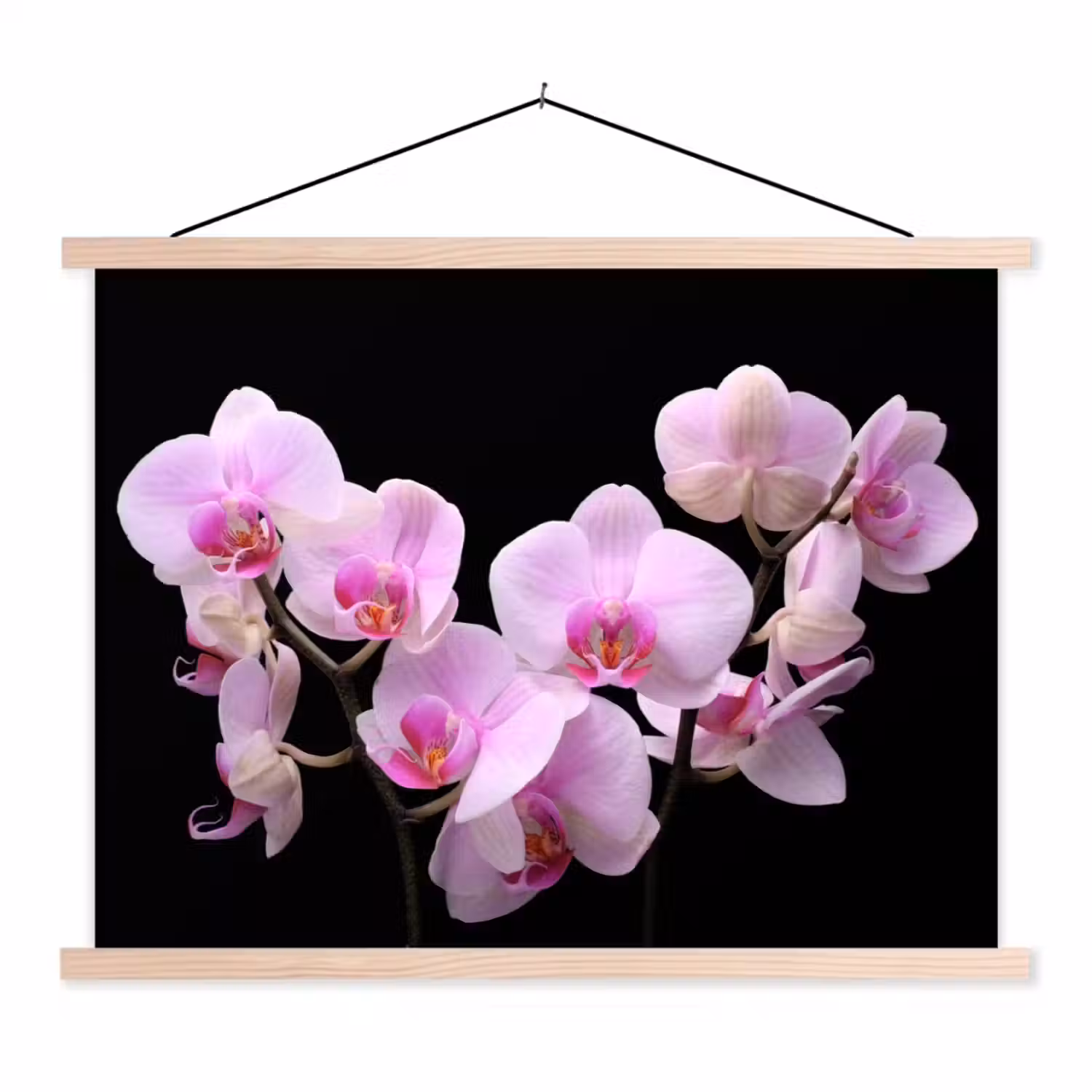 Orchidee - Bloemen - Roze - Flora textielposter latten blank klein -3d