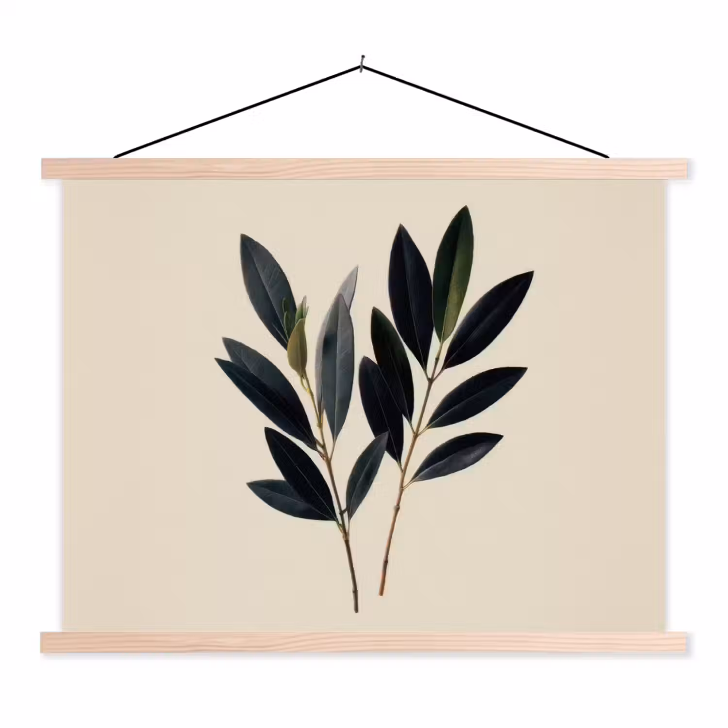Ovaalvormige bladeren - Diep groen - Symmetrisch textielposter latten blank klein -3d