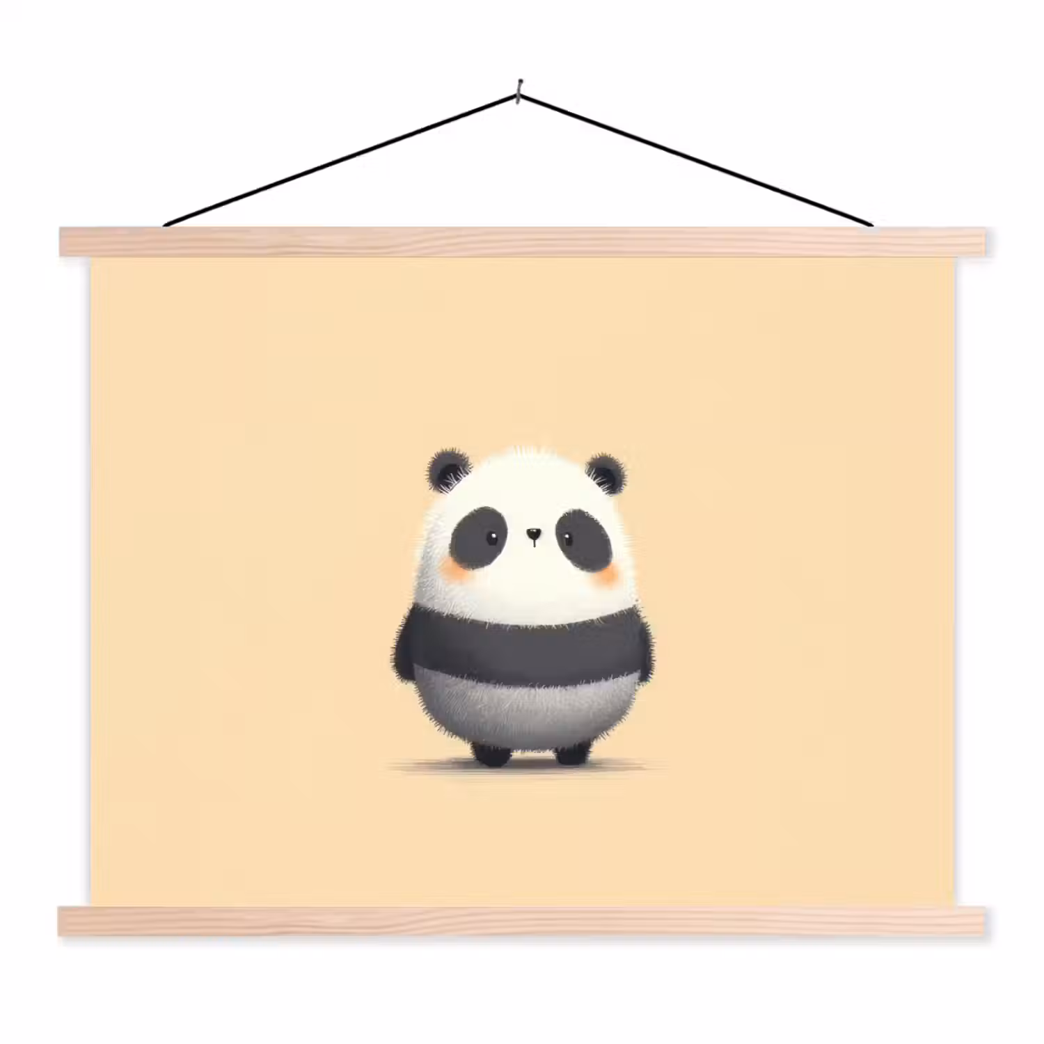 Panda - Beige - Minimalistisch textielposter latten blank klein -3d