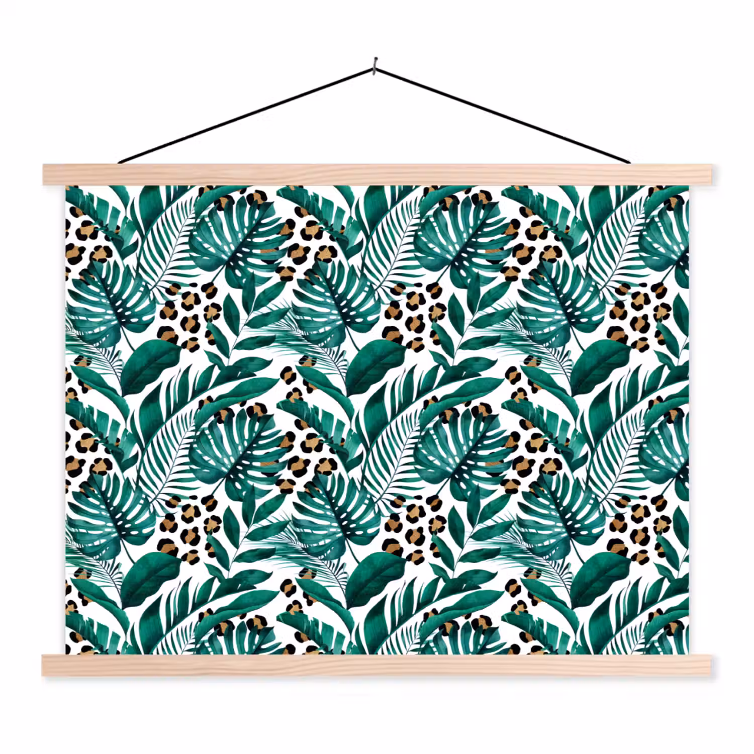 Inductie beschermer - Panterprint - Bladeren - Jungle - Afdekplaat voor kookplaat textielposter latten blank klein -3d