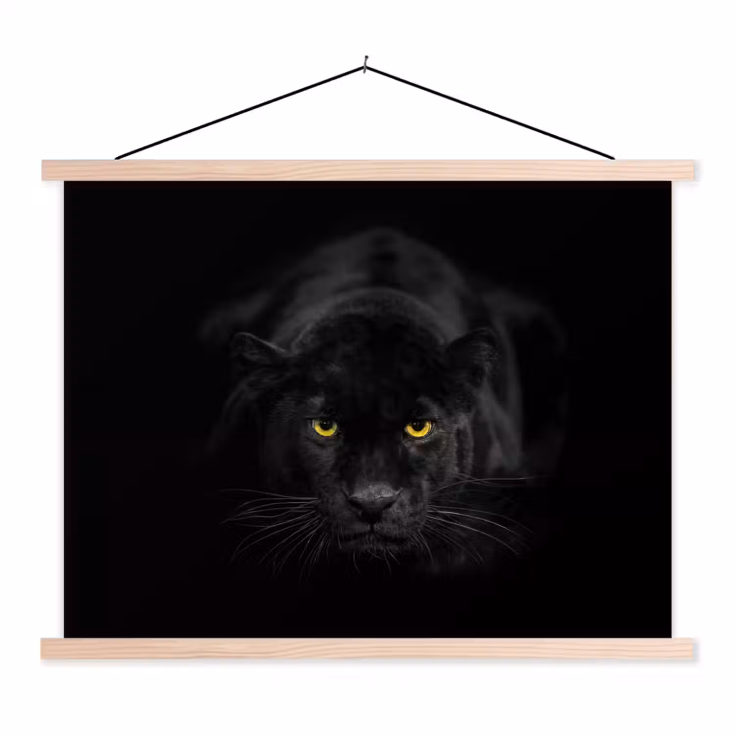 Panter - Dieren - Zwart - Ogen textielposter latten blank klein -3d