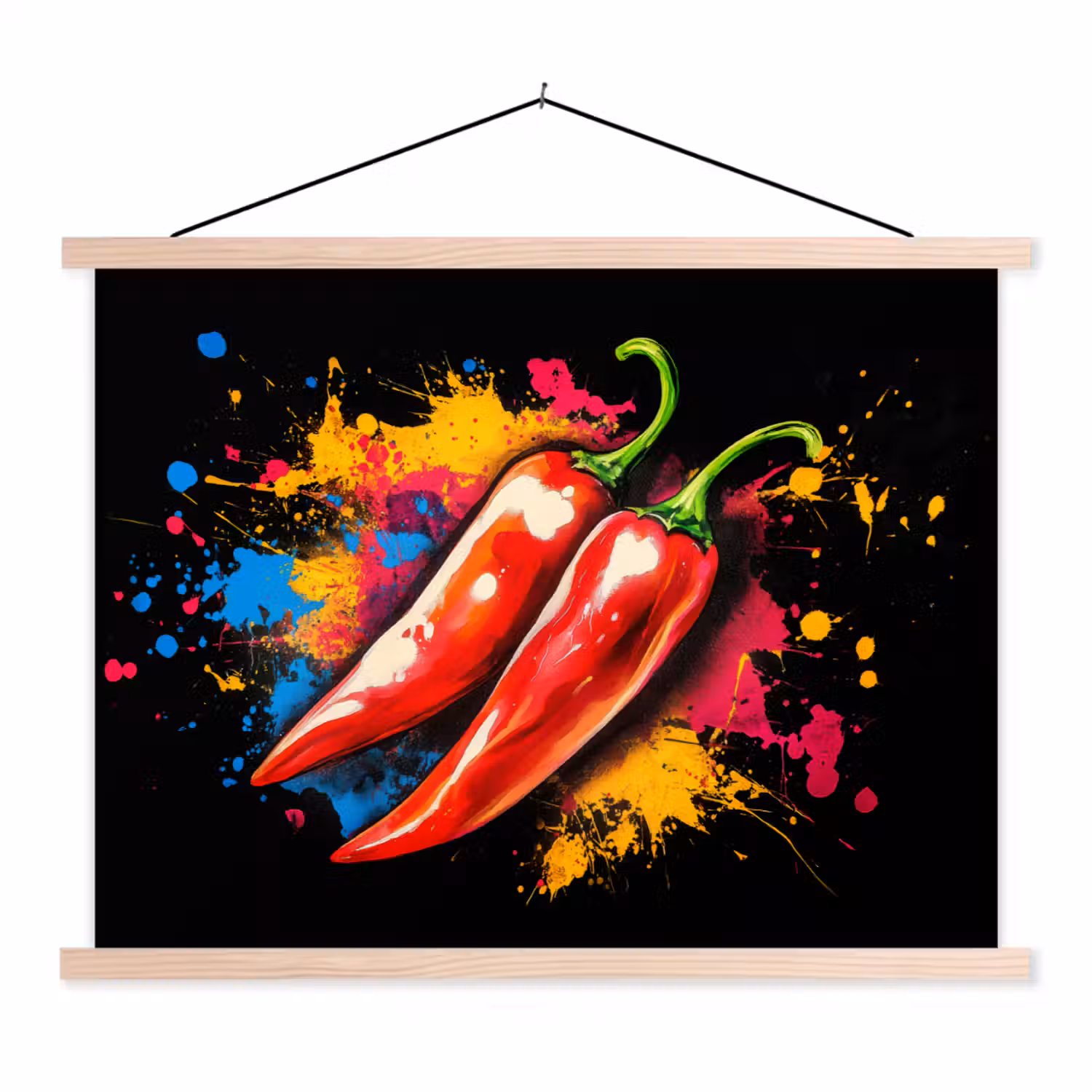 Peper - Graffiti - Verf - Abstract - Modern - Kleurrijk textielposter latten blank klein -3d
