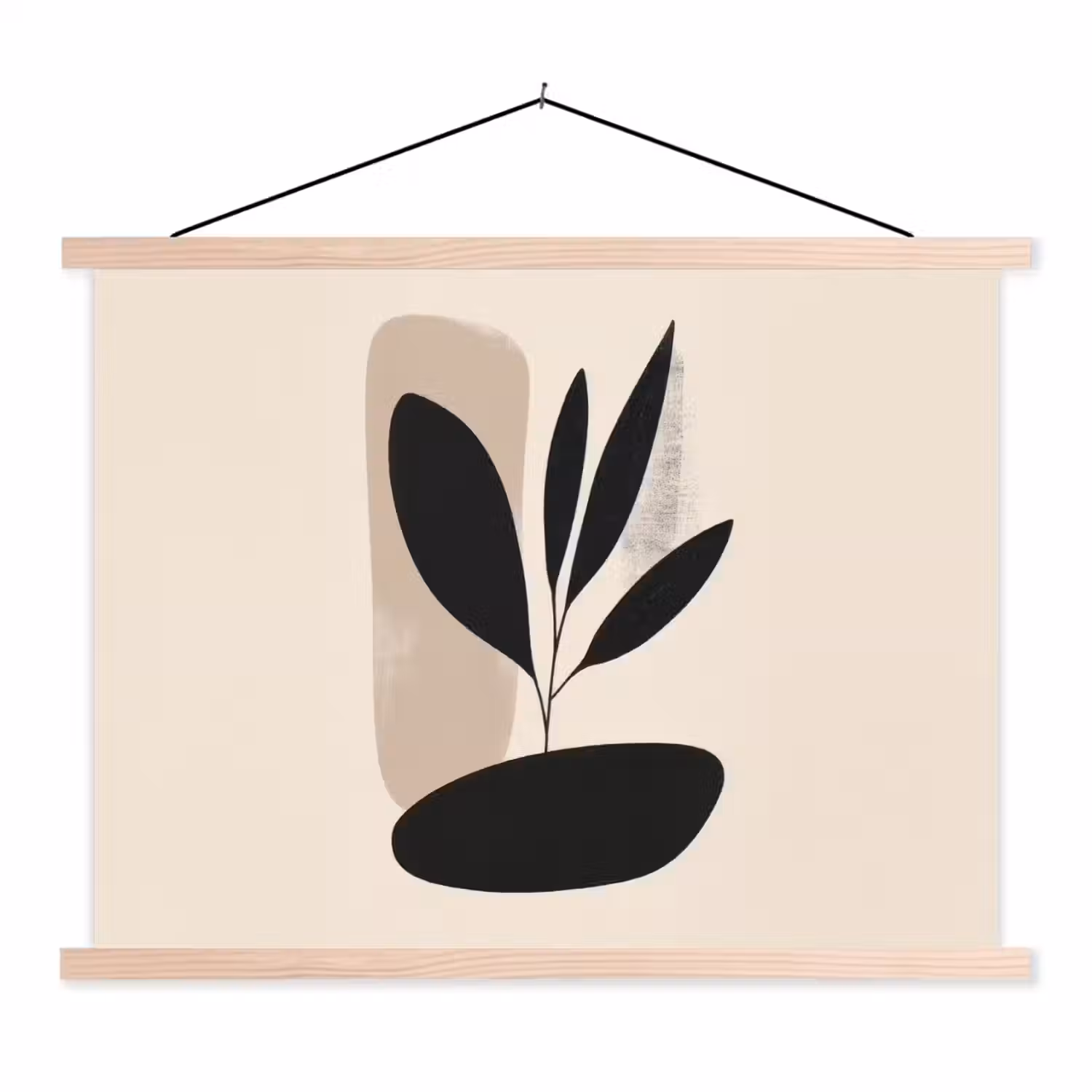 Plant - Beige - Japandi textielposter latten blank klein -3d
