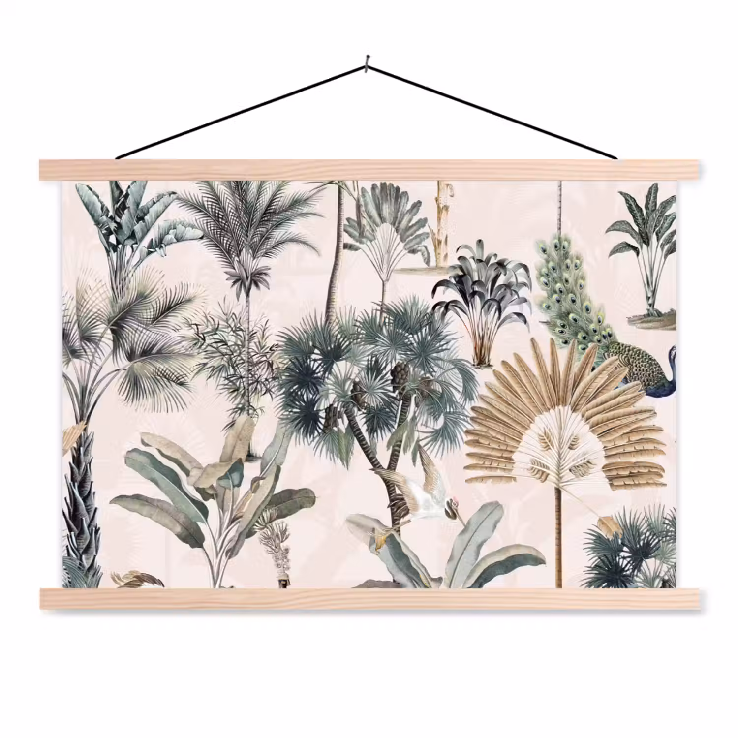 Retro - Jungle - Natuur - Dieren textielposter latten blank klein -3d