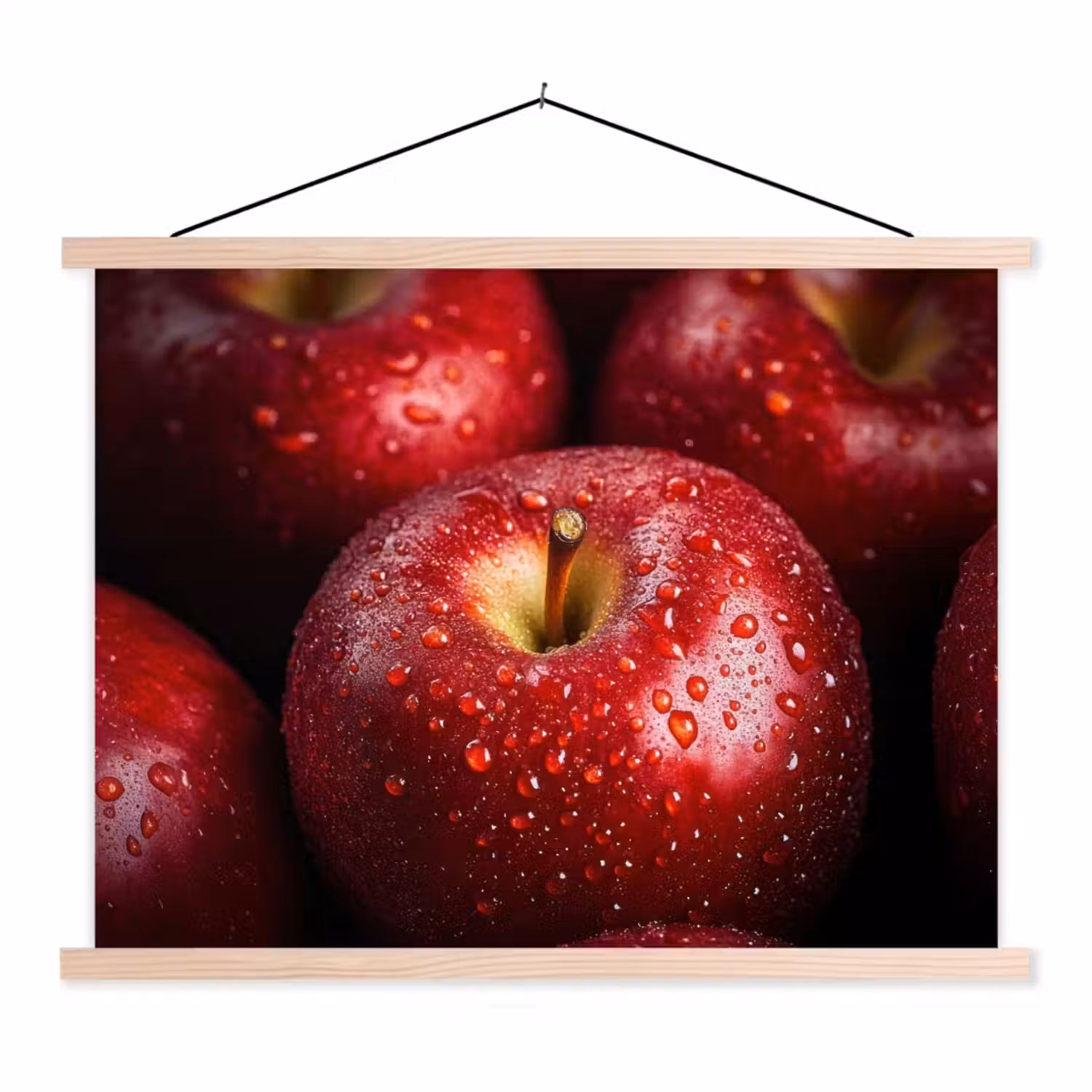 Rood - Appels - Fruit textielposter latten blank klein -3d