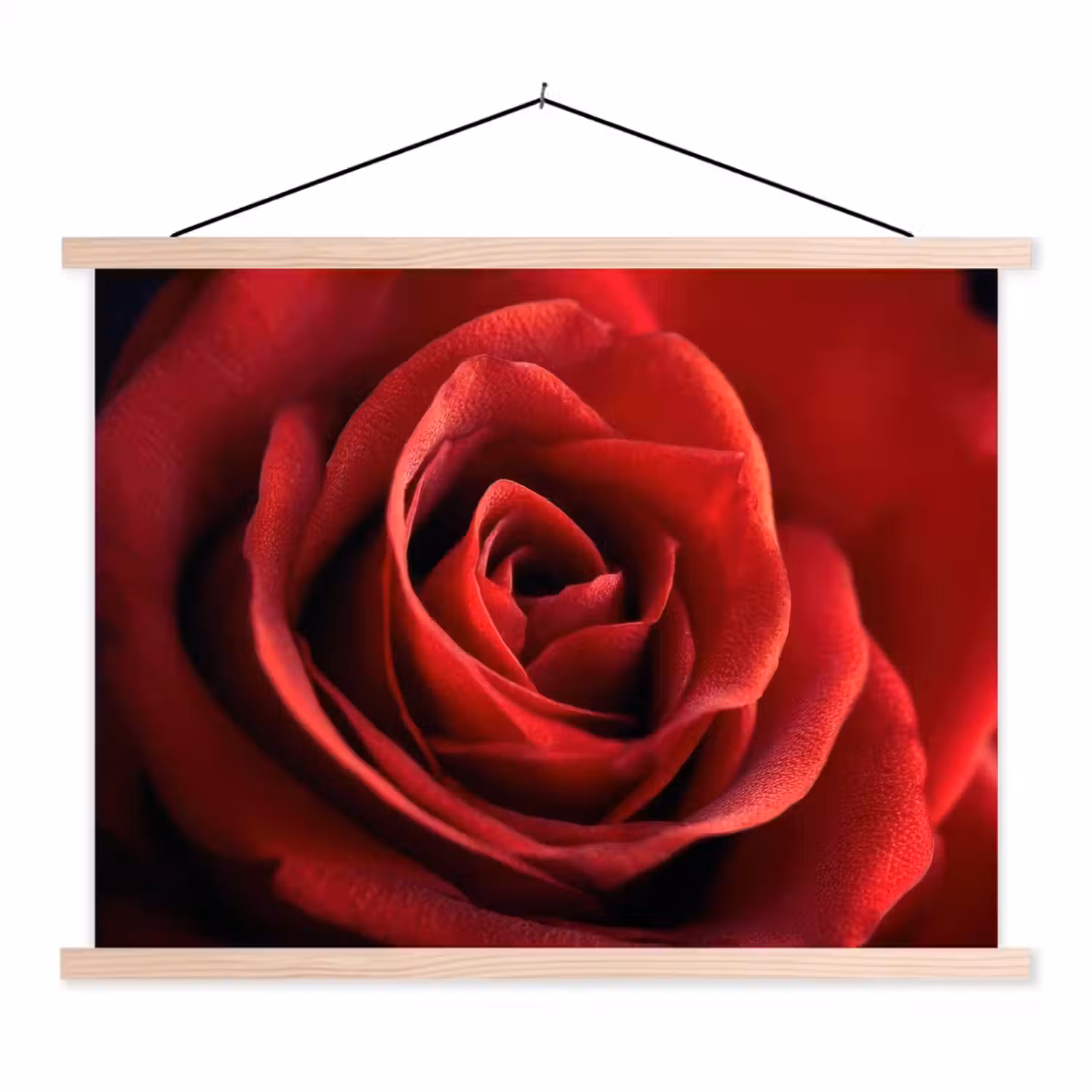 Rood - Roos - Romantisch textielposter latten blank klein -3d