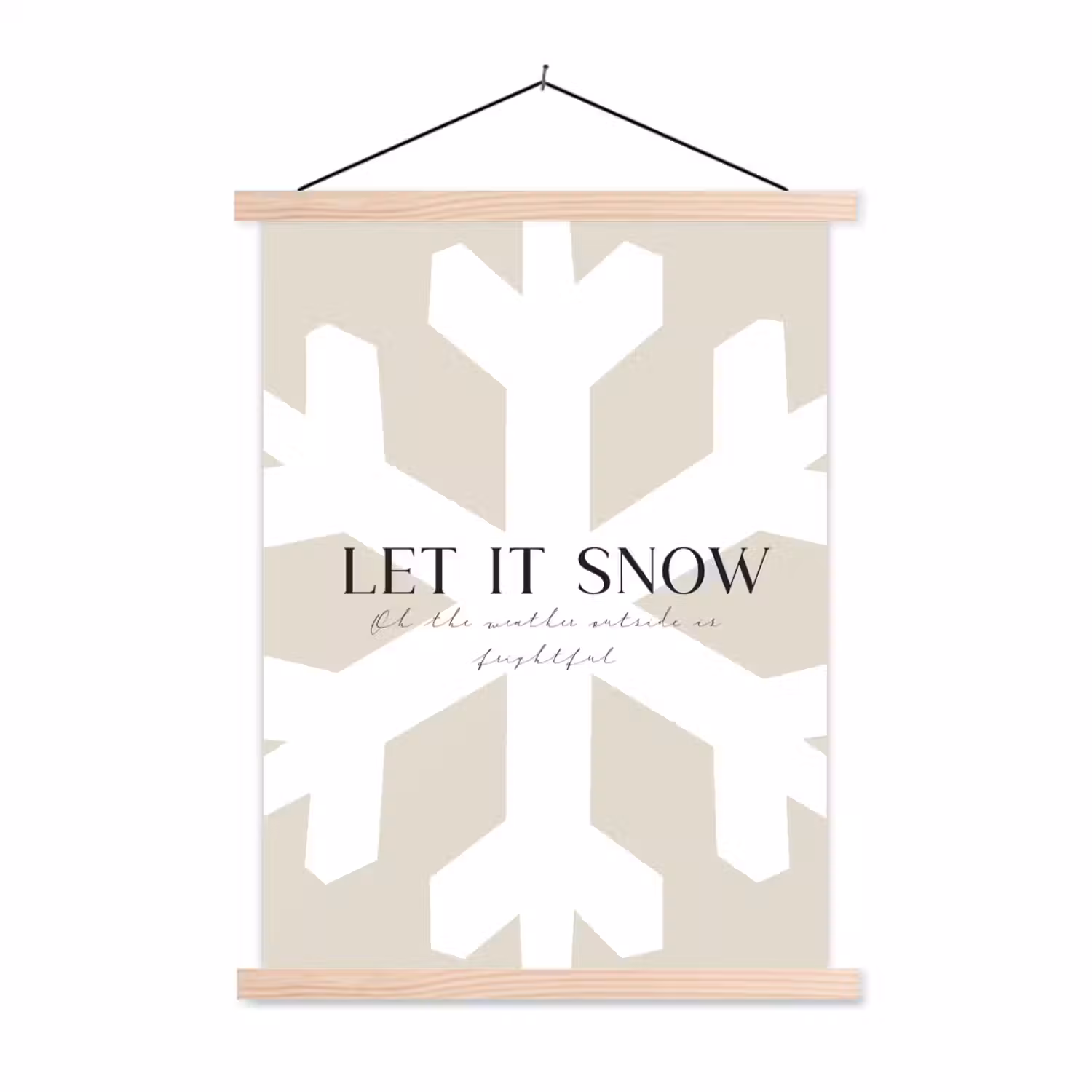 Sneeuw - Japandi - Winter - Decoratie textielposter latten blank klein -3d