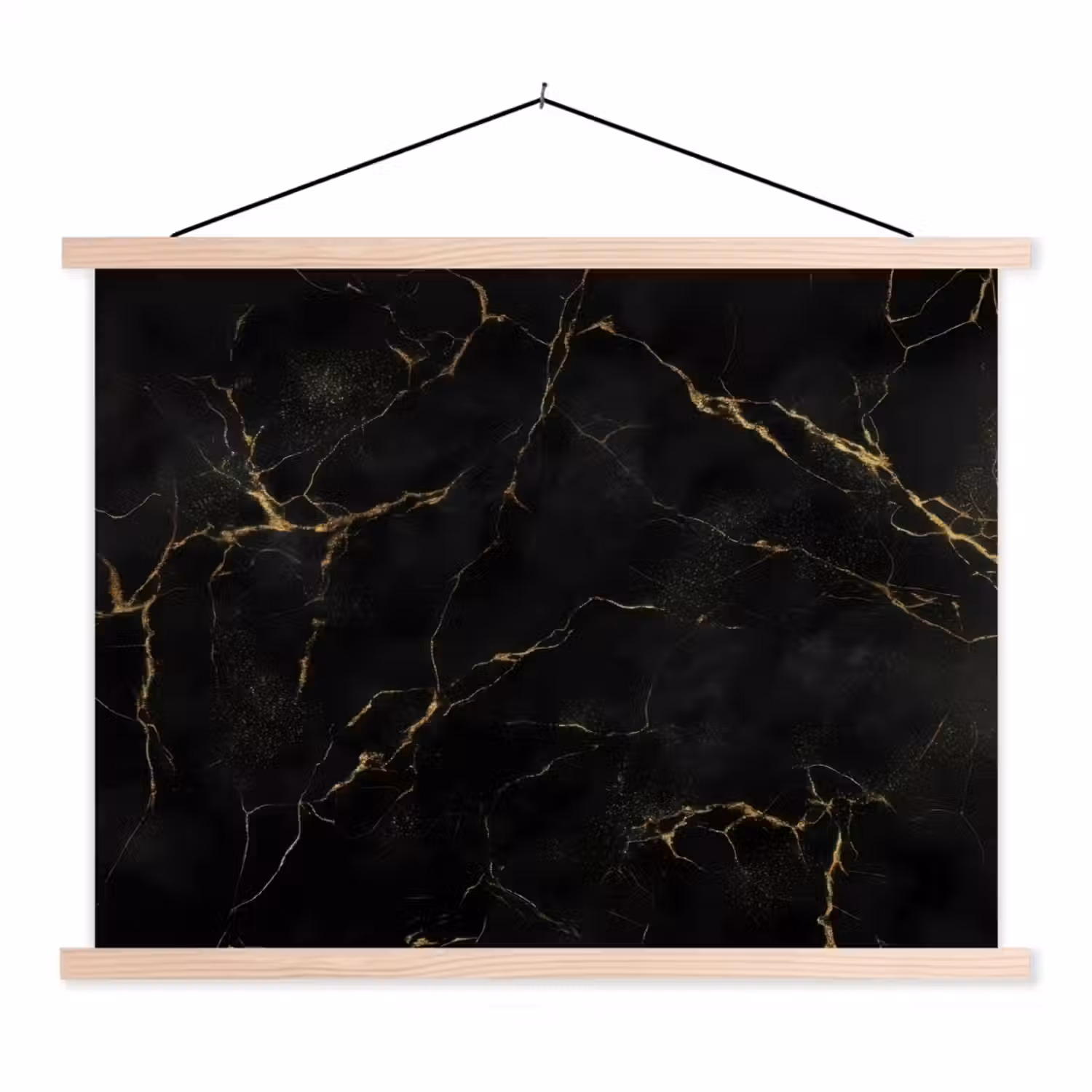 Zwart marmer - Gouden aders - Klassiek textielposter latten blank klein -3d