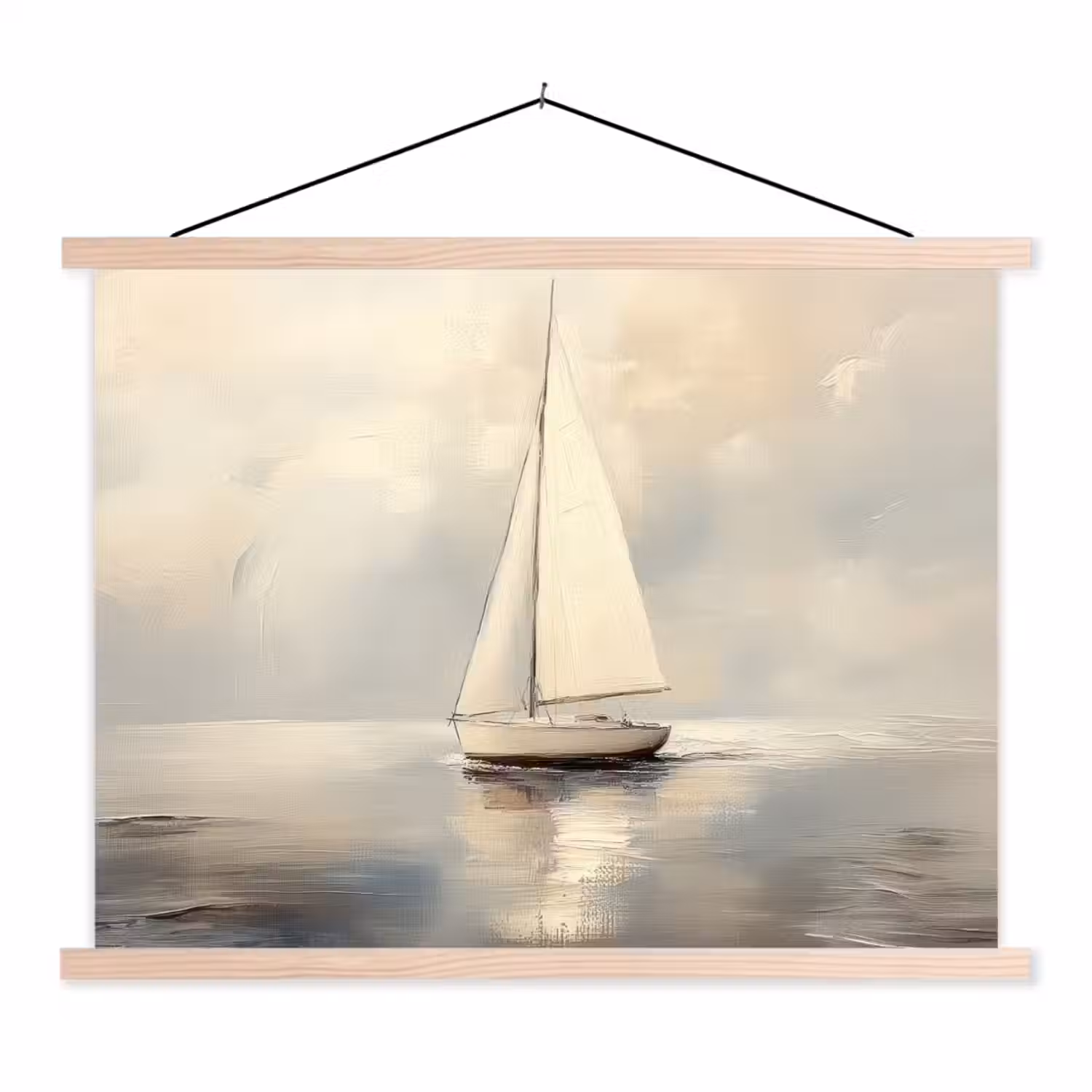 Zeilschip - Zee - Bewolkt textielposter latten blank klein -3d