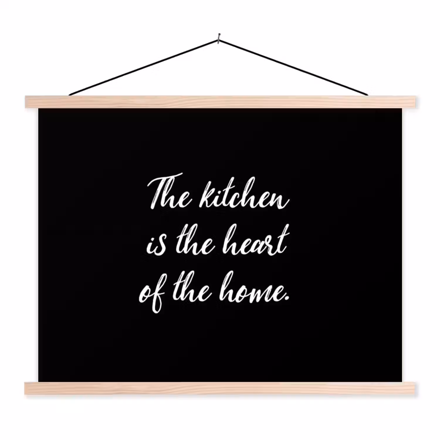 Spreuken - Koken - Thuis - The kitchen is the heart of the home - Quotes textielposter latten blank klein -3d