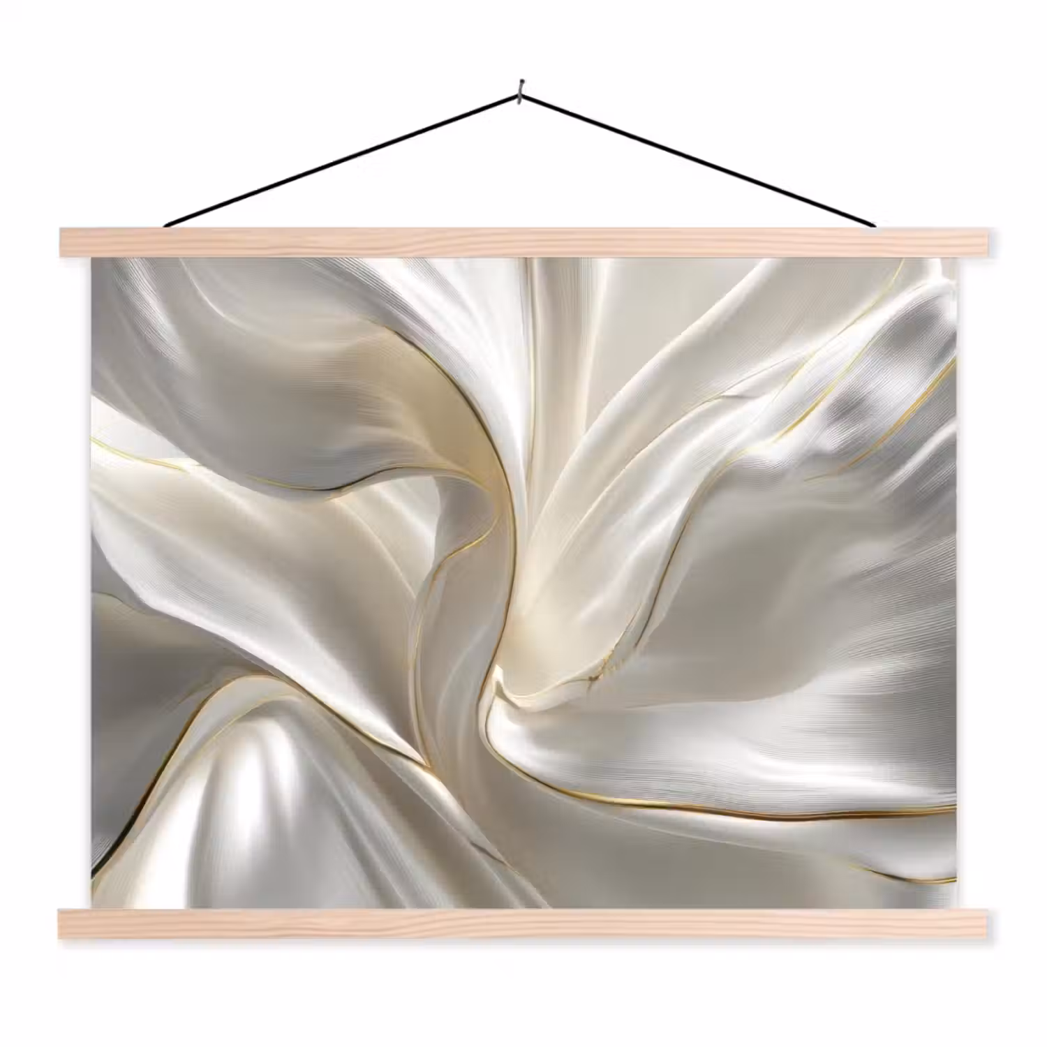 Stof - Plooien - Goud textielposter latten blank klein -3d