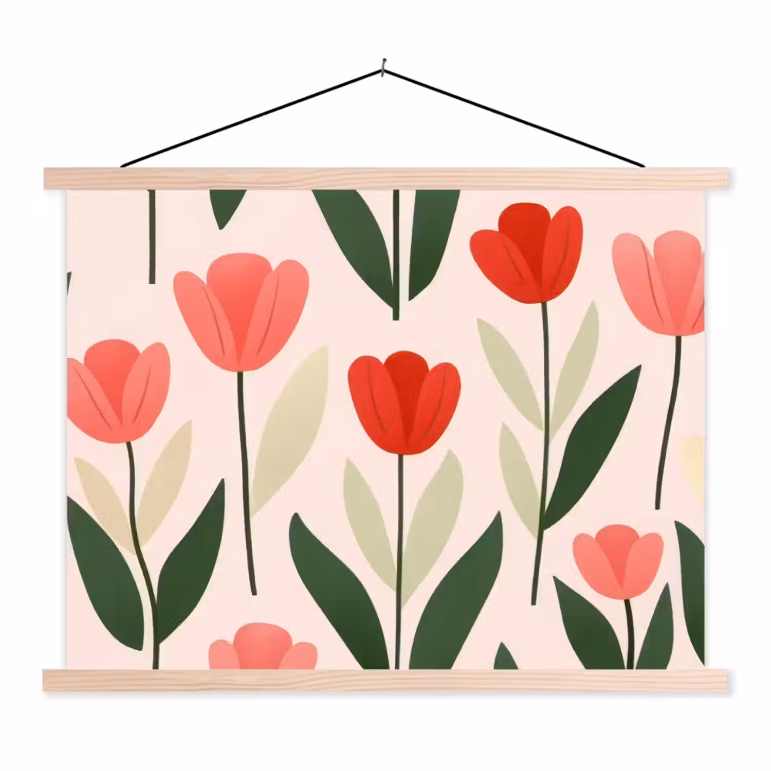 Tulpen - Modern - Roze textielposter latten blank klein -3d