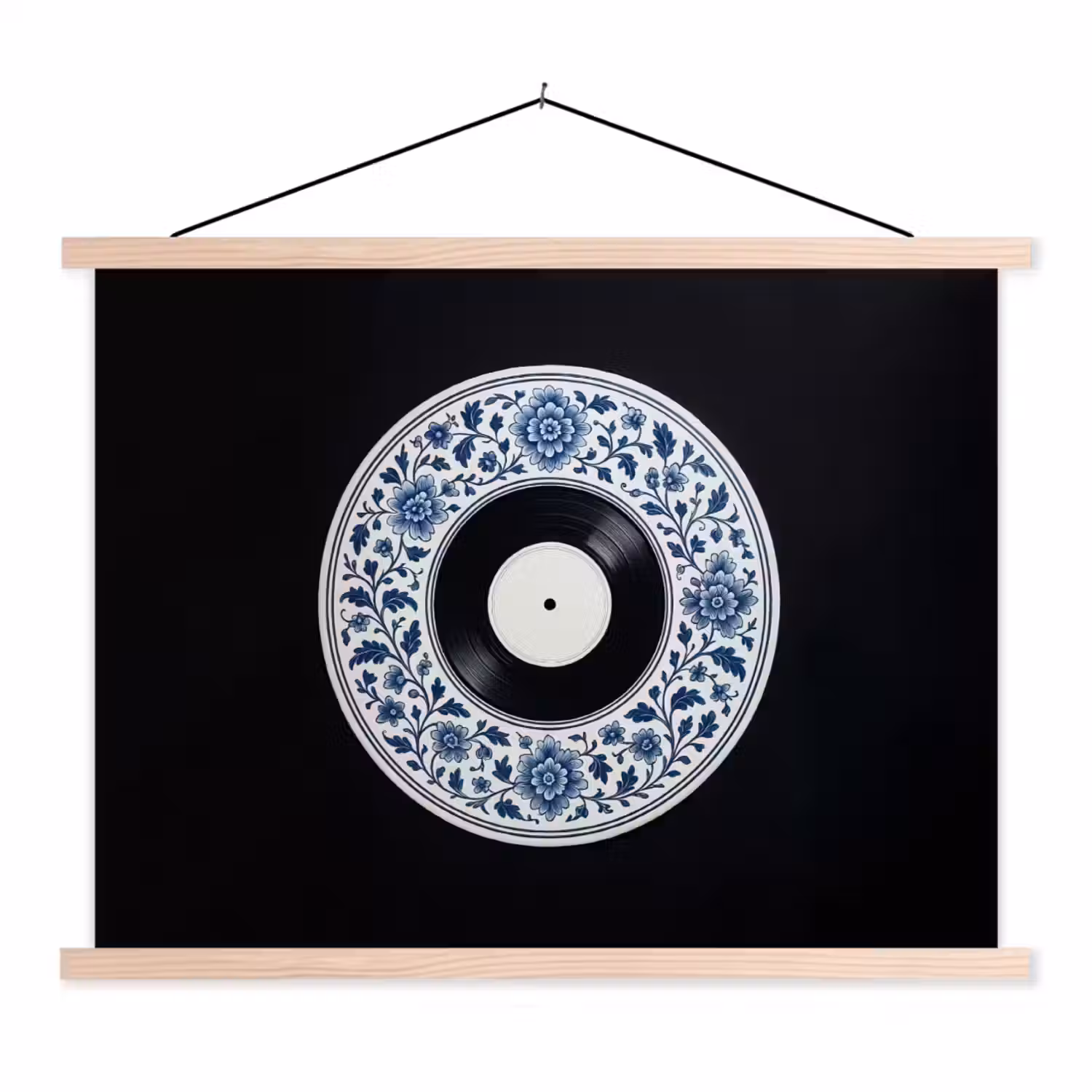 Vinyl - LP - Delfts Blauw - Muziek textielposter latten blank klein -3d