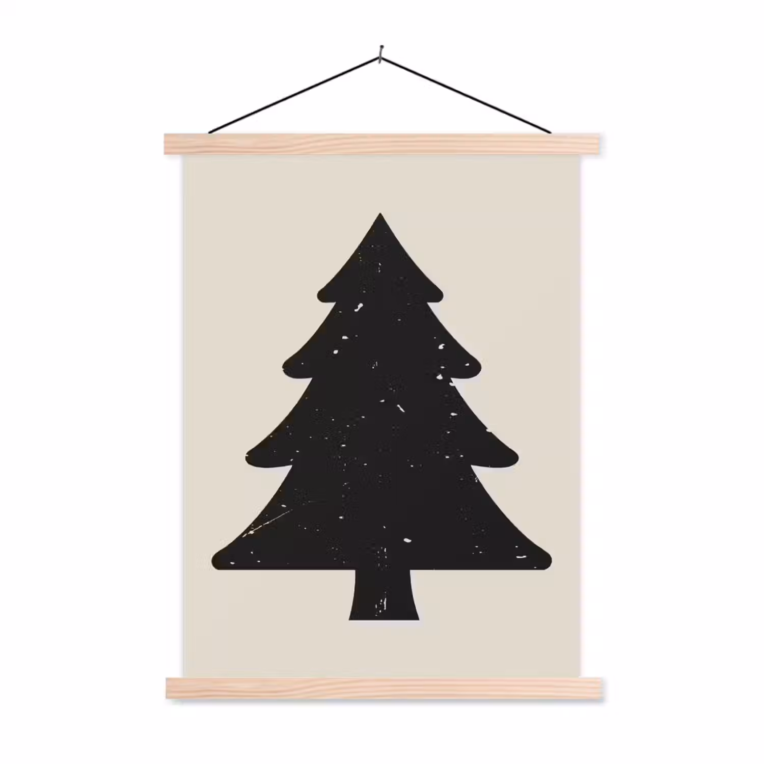Kerstboom - Zwarte kerstboom - Boom - Japandi textielposter latten blank klein -3d